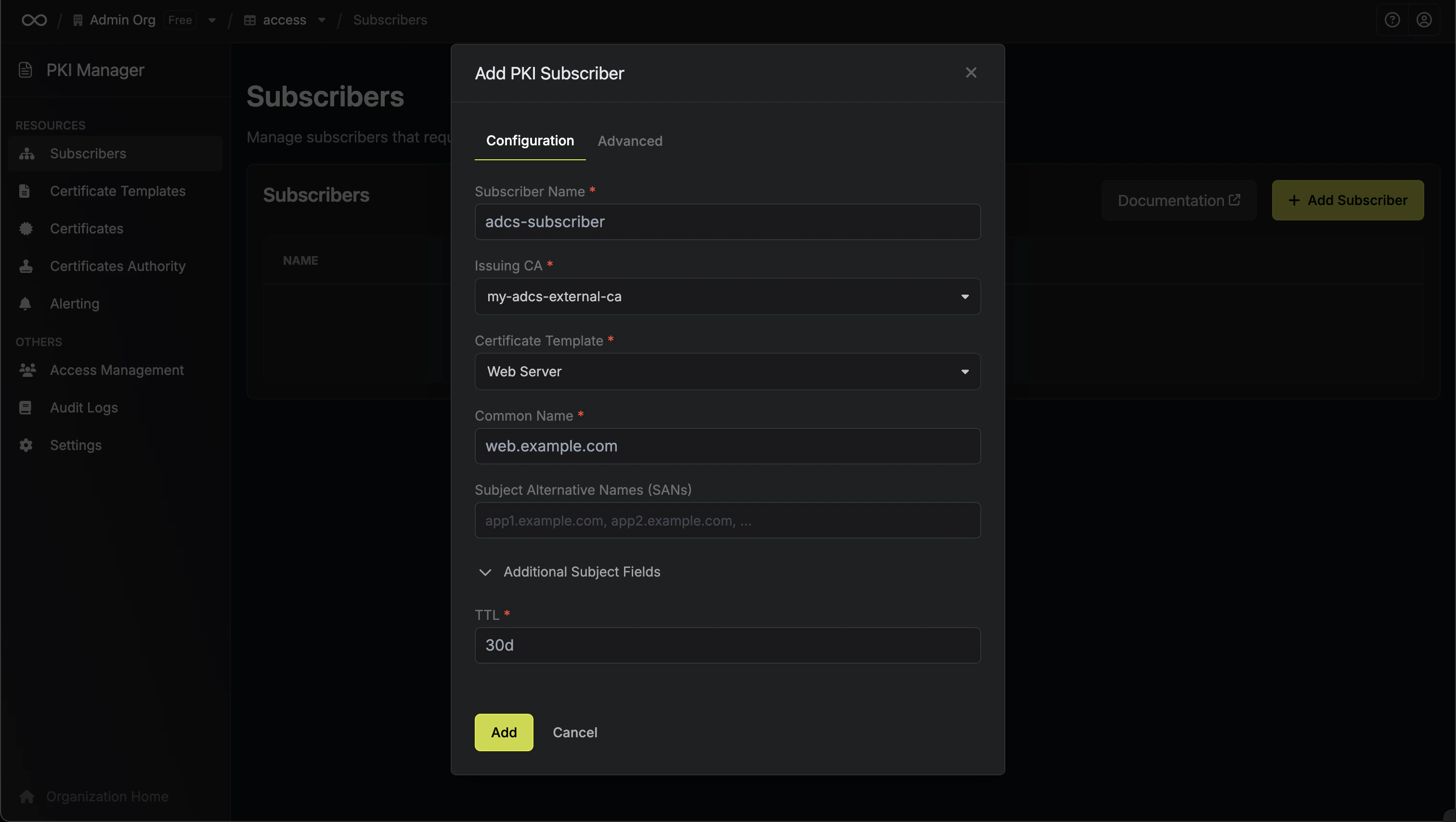 Subscribers Form