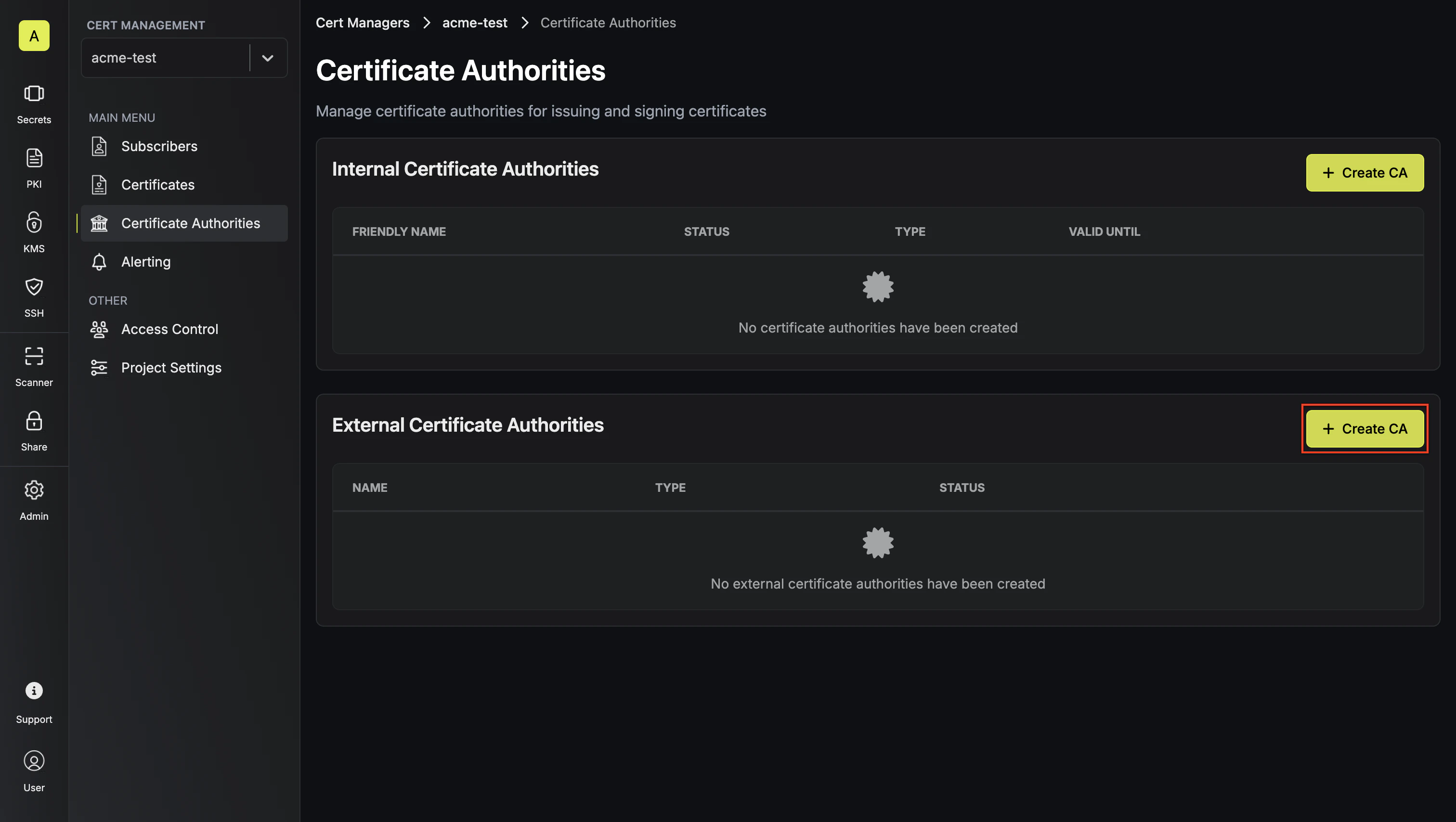 pki register external ca