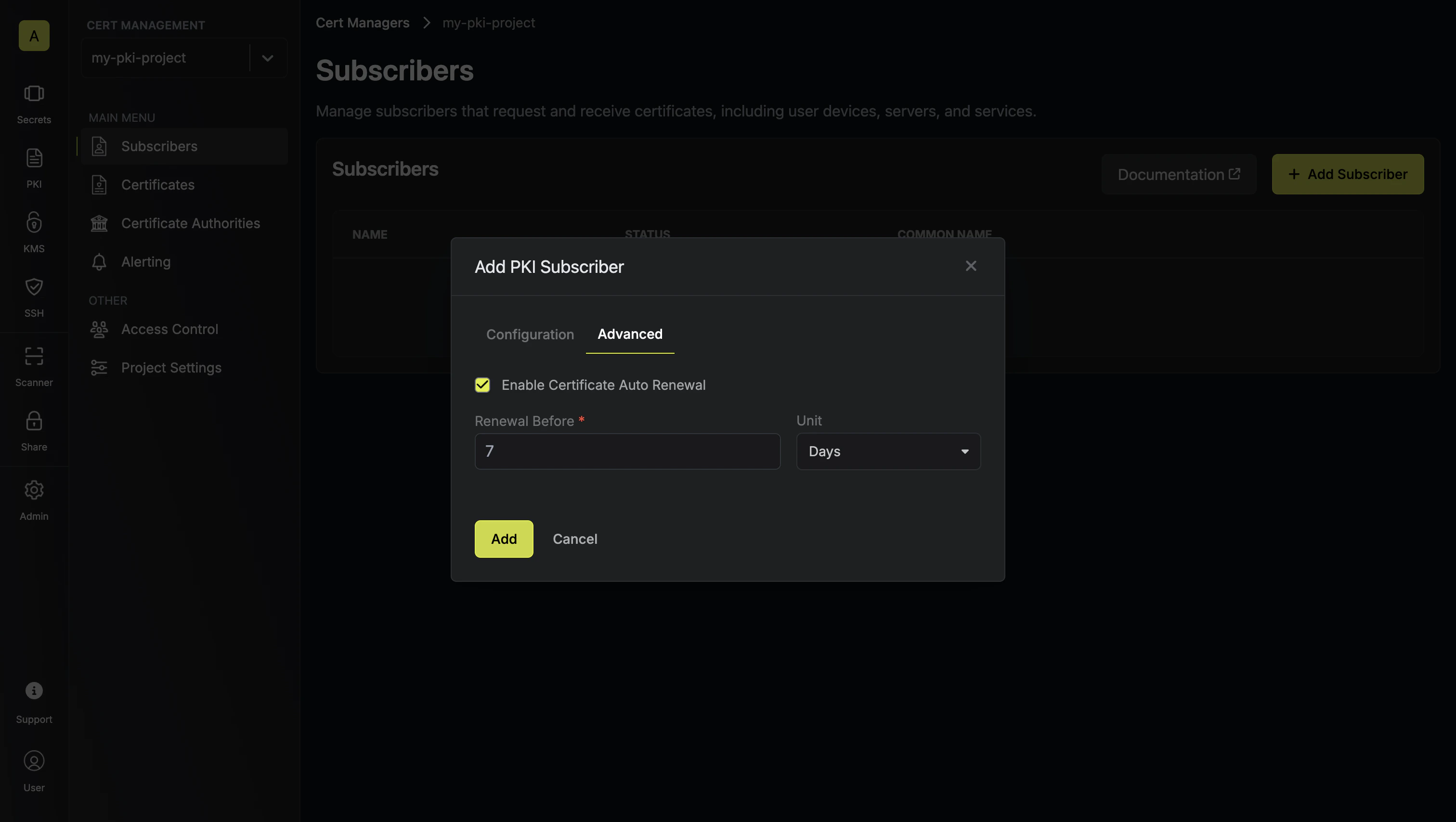 pki create subscriber 3