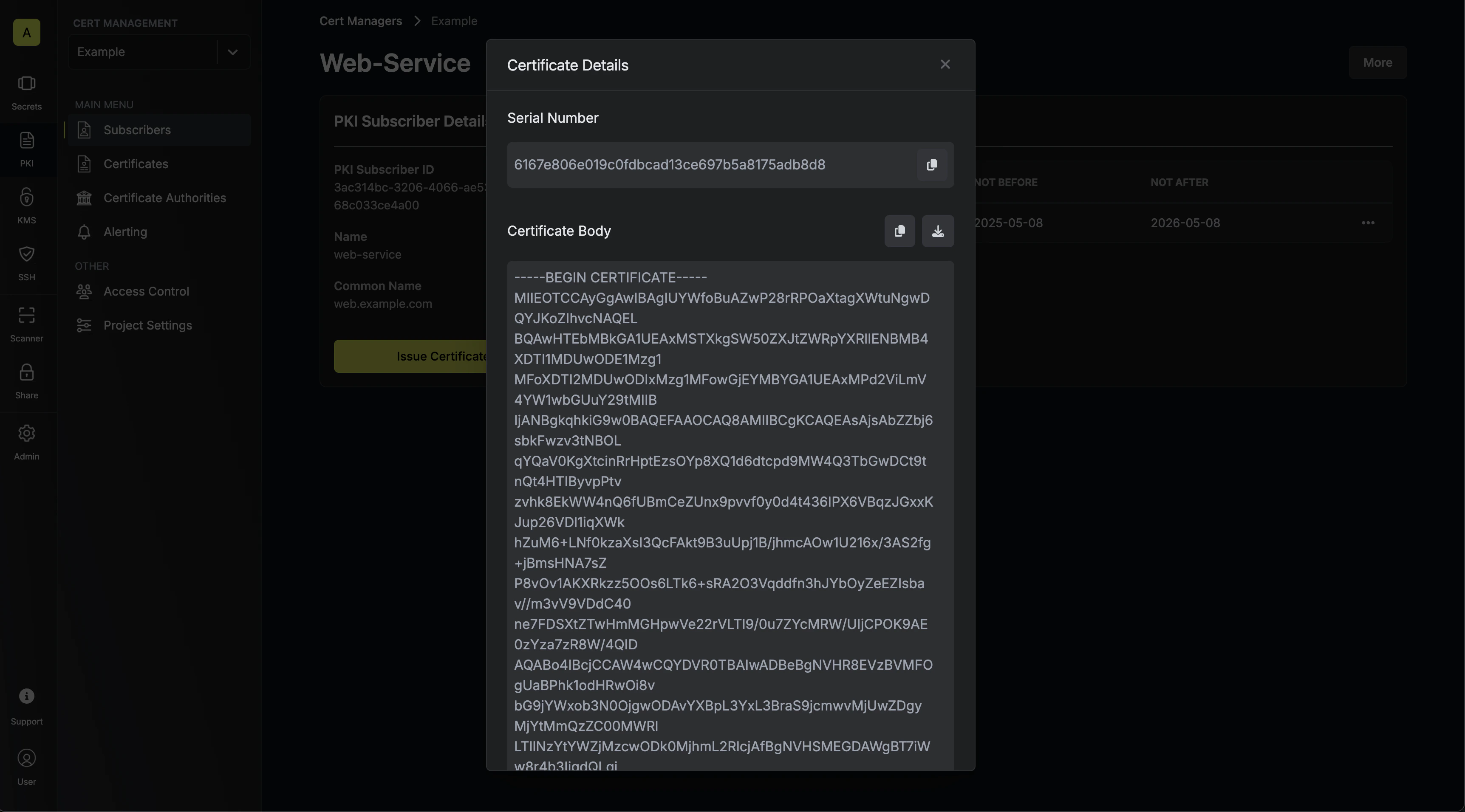 pki issue subscriber certificate 2