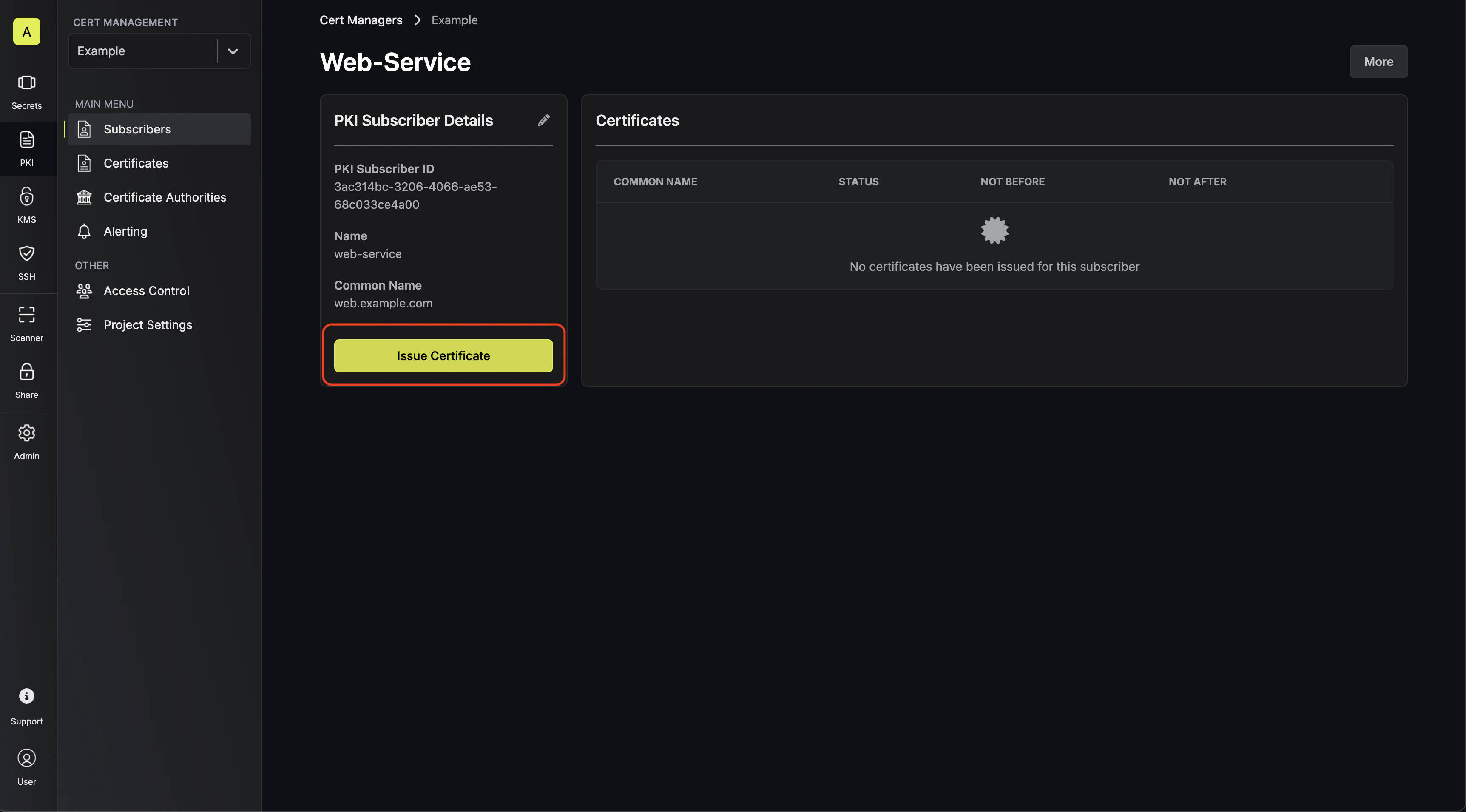 pki issue subscriber certificate