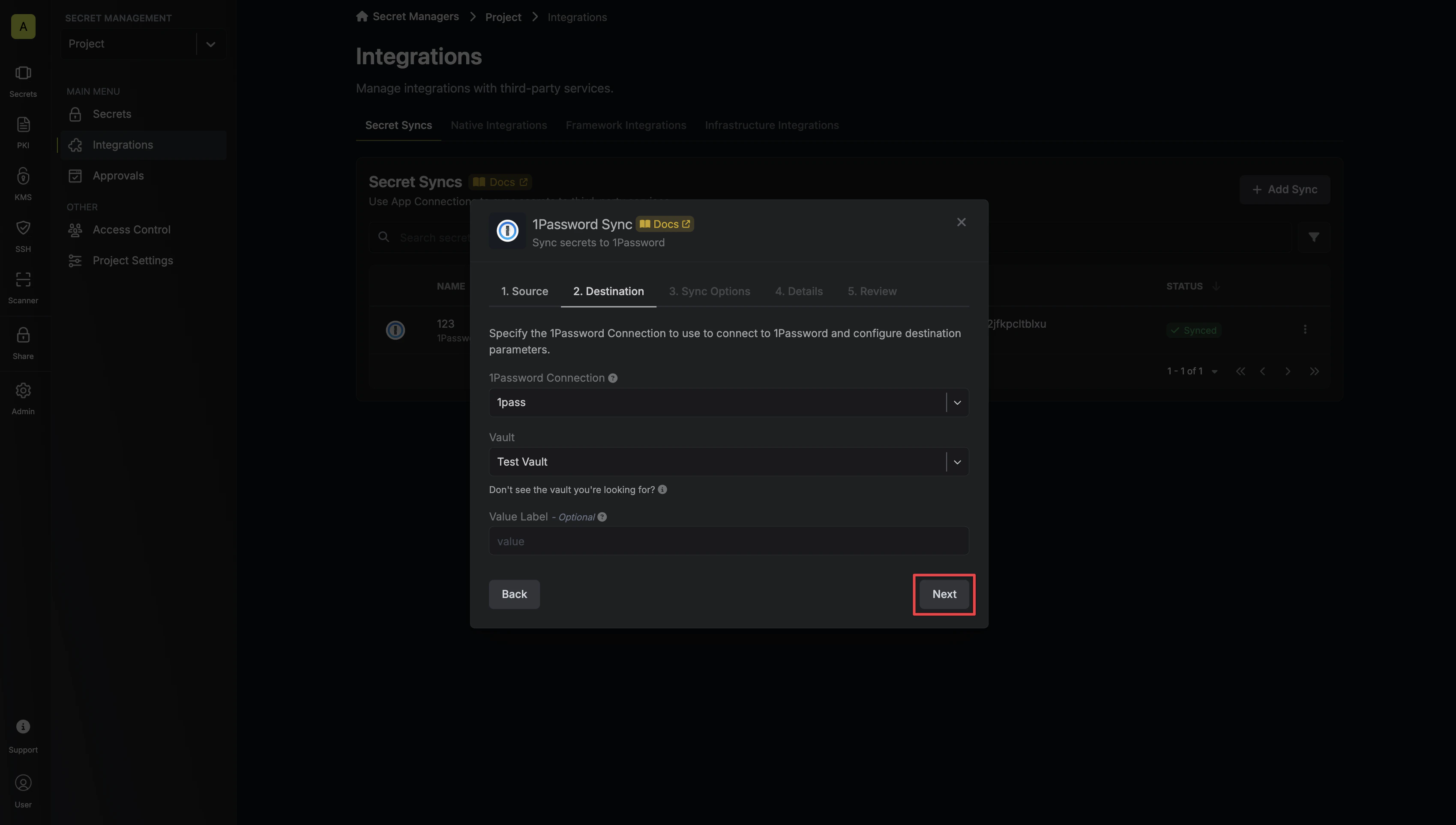 Configure Destination