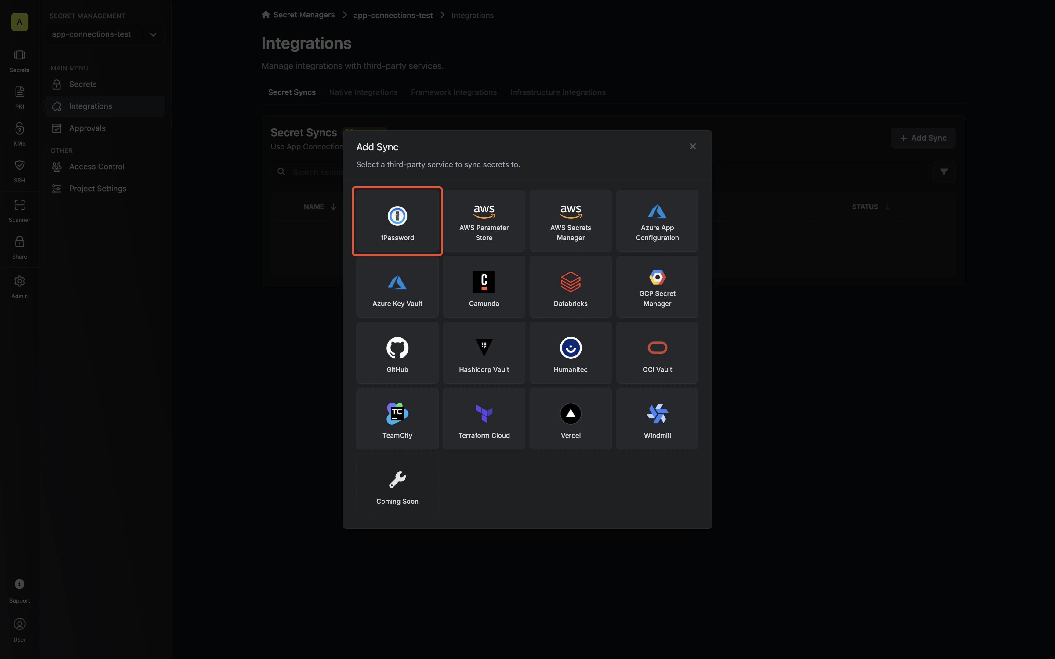 Select 1Password