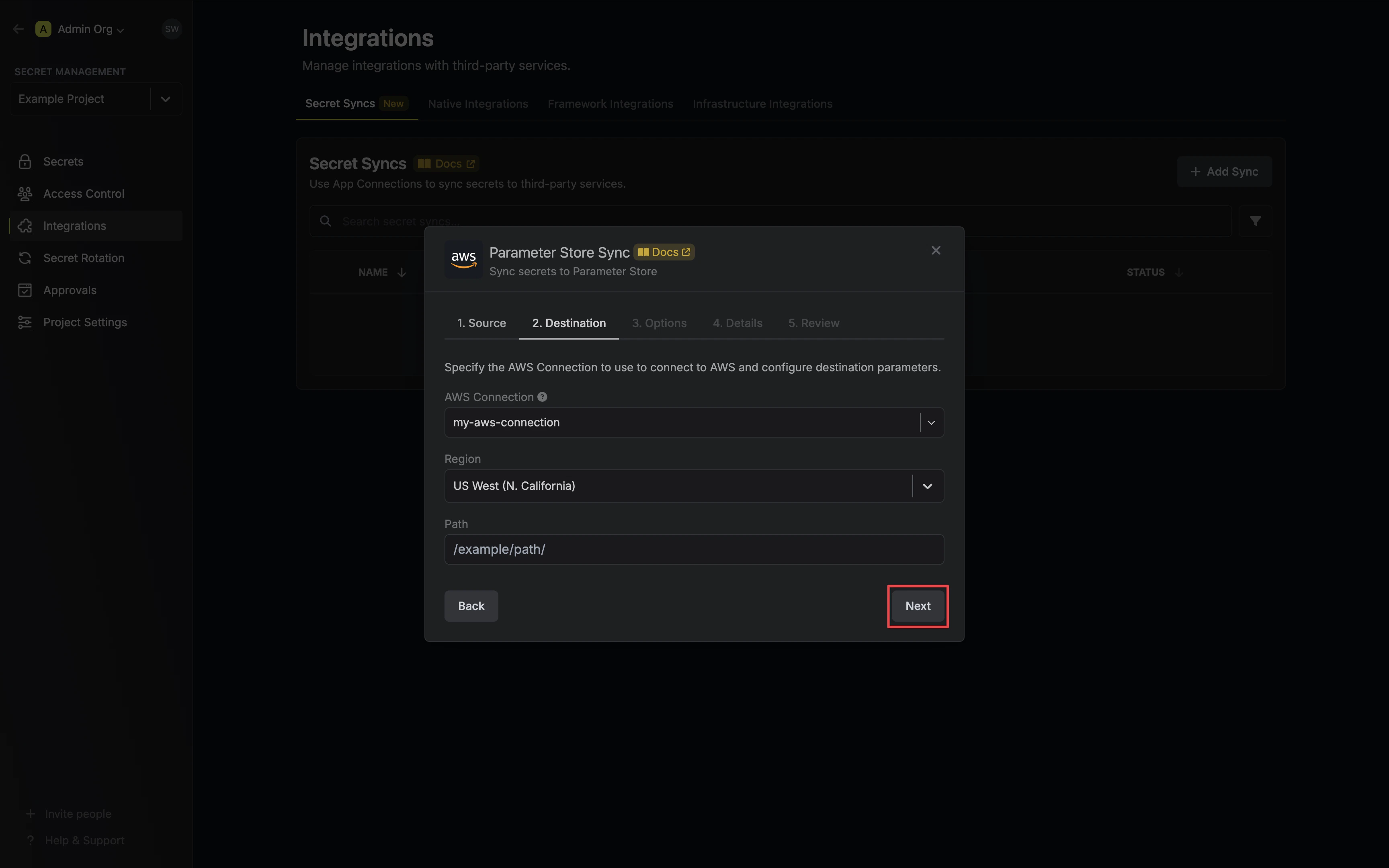 Configure Destination