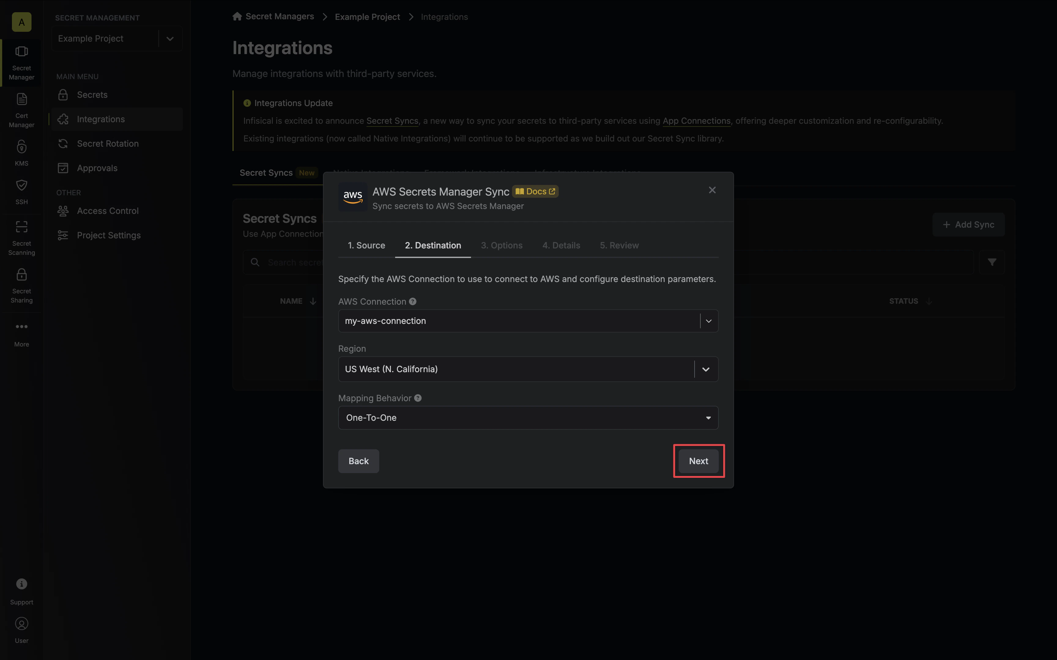 Configure Destination