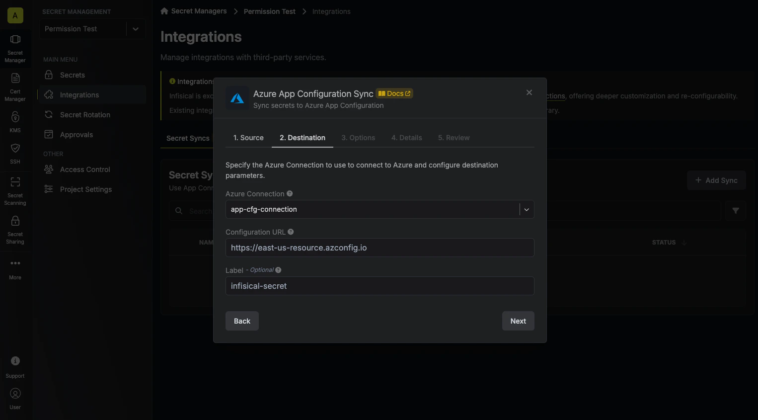 Configure Destination