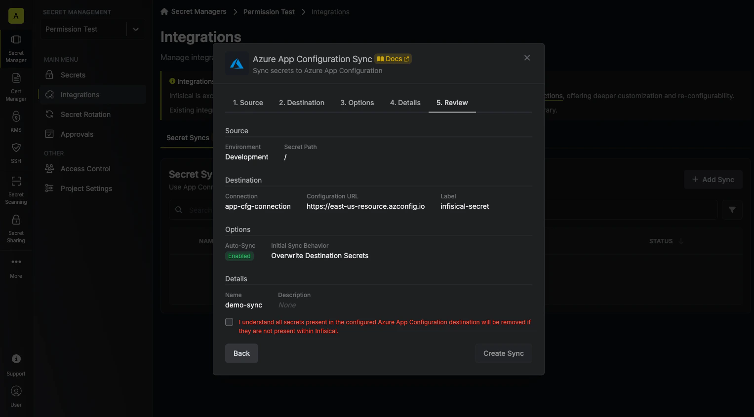 Confirm Configuration