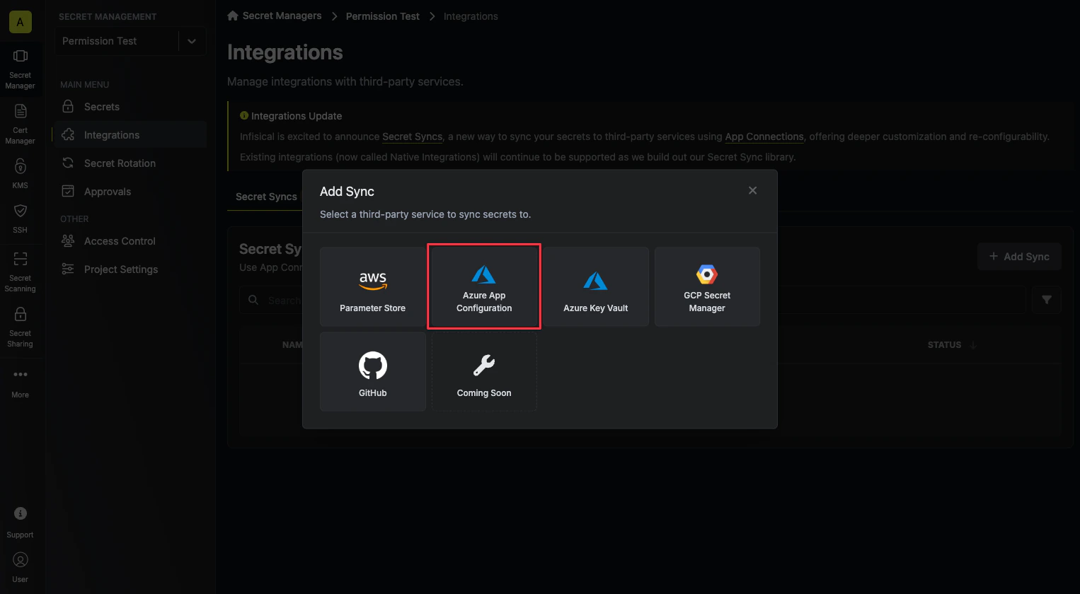 Select Azure App Configuration
