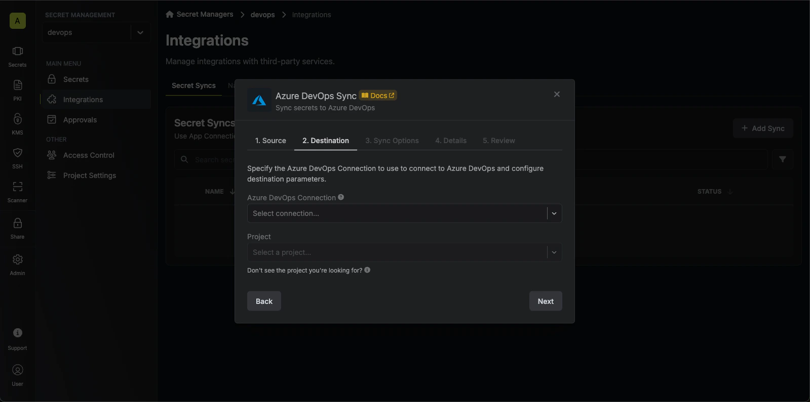 Configure Destination