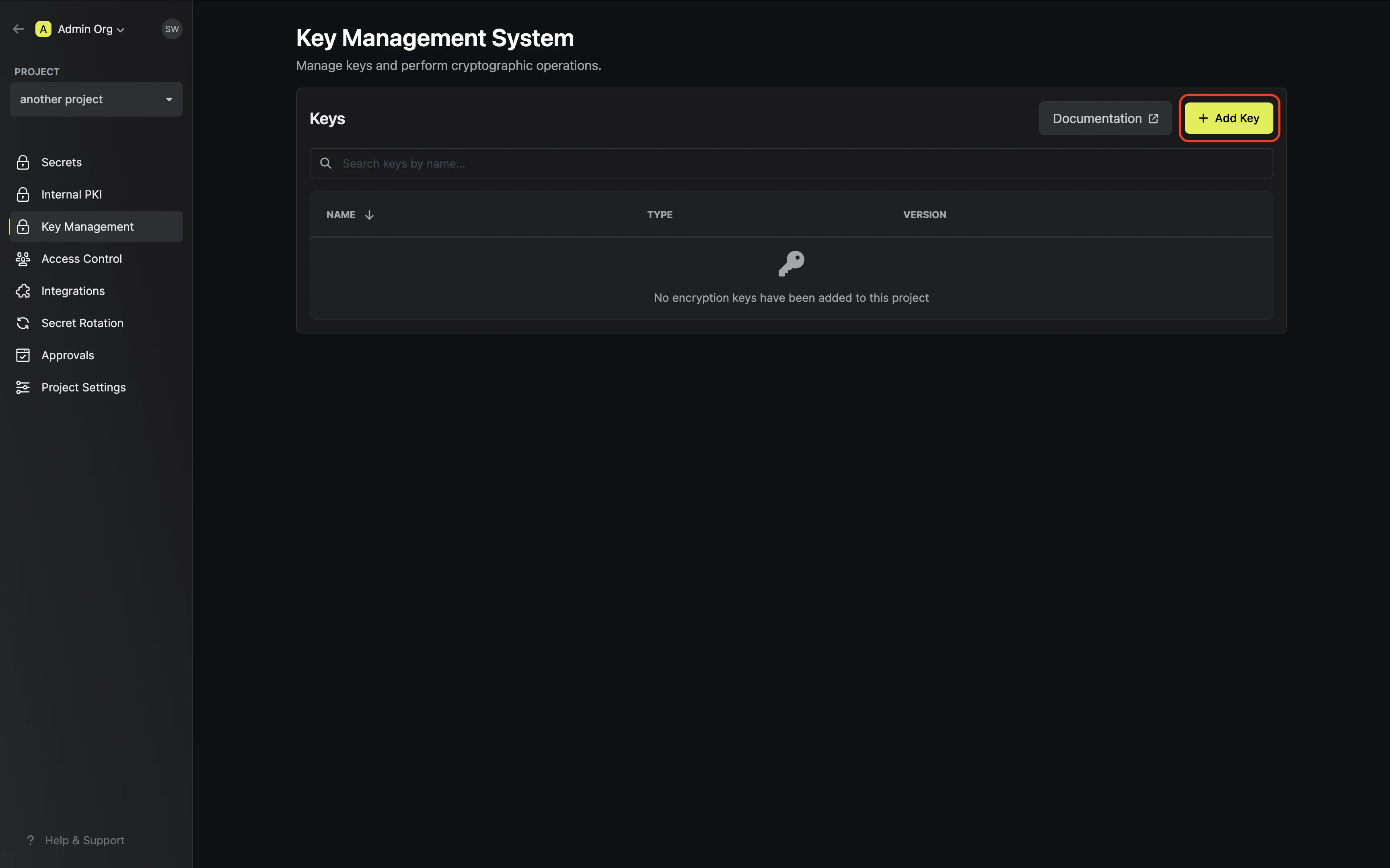 kms add key button
