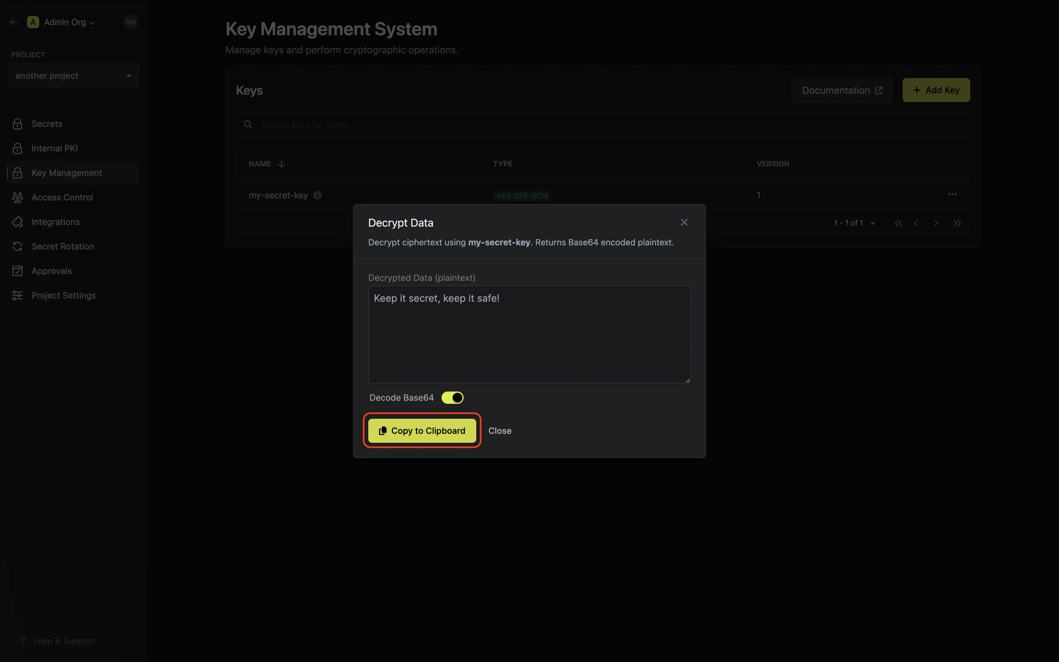 kms decrypted data