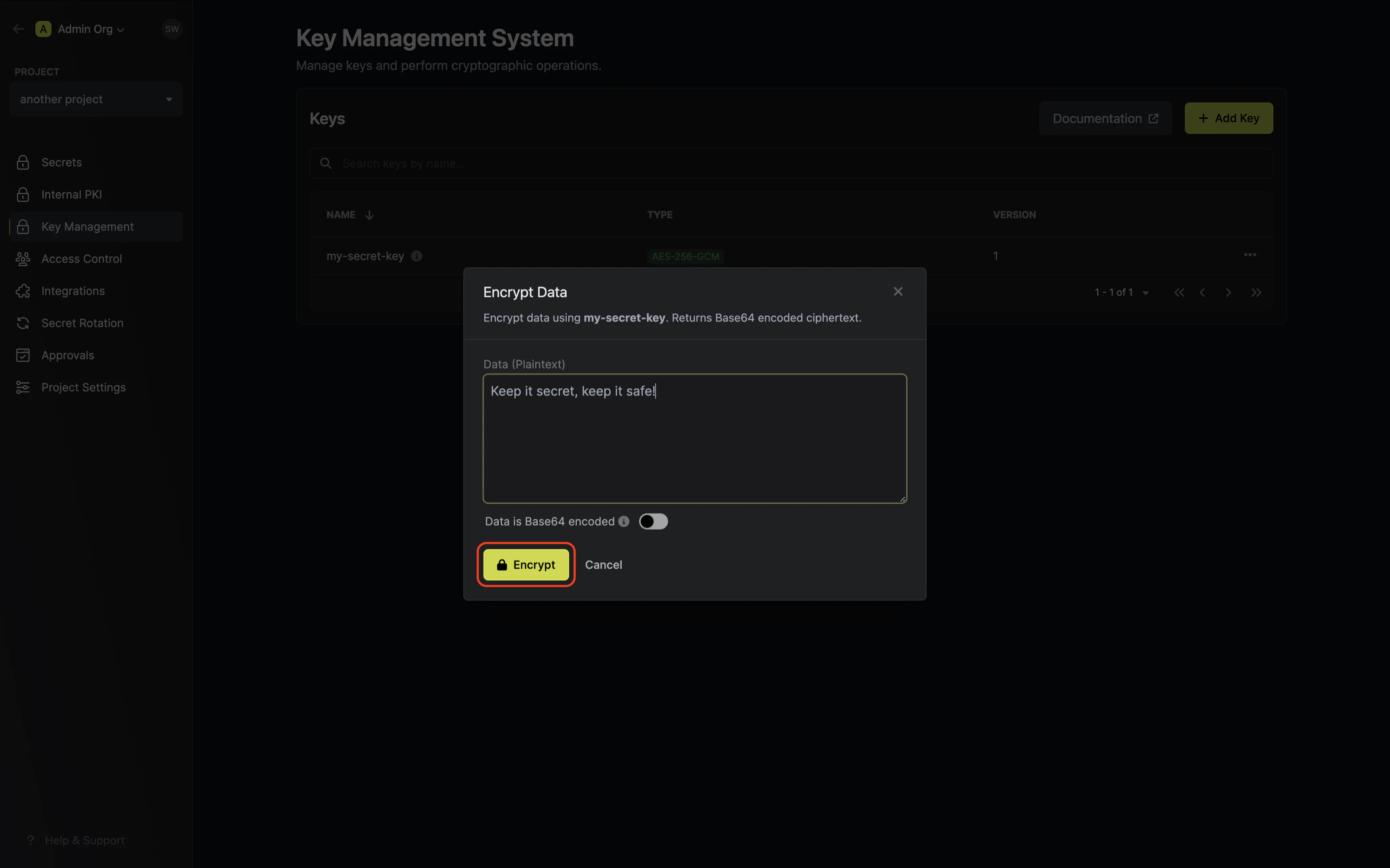 kms encrypt data