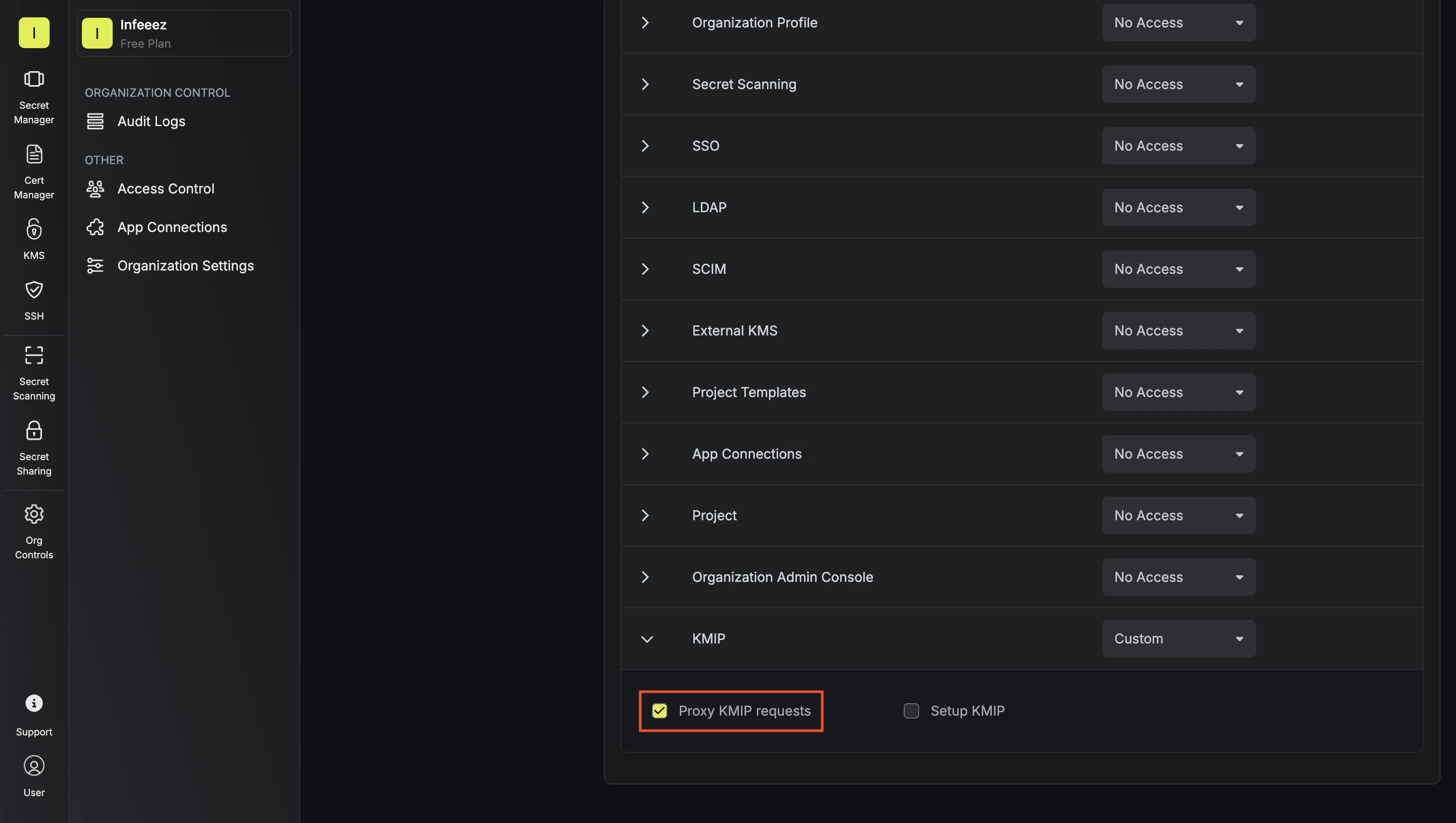 KMIP assign proxy to role