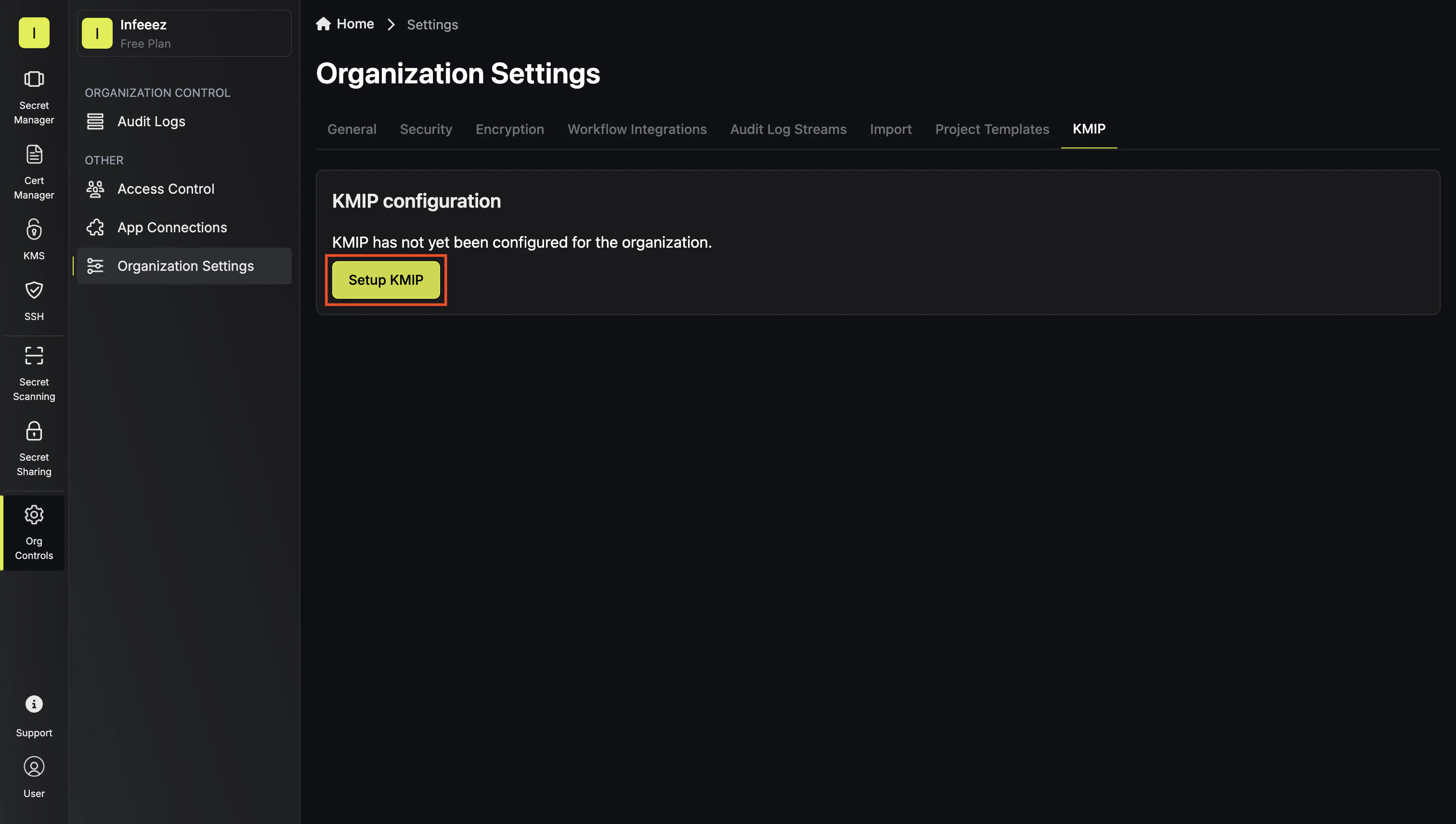 KMIP org navigate