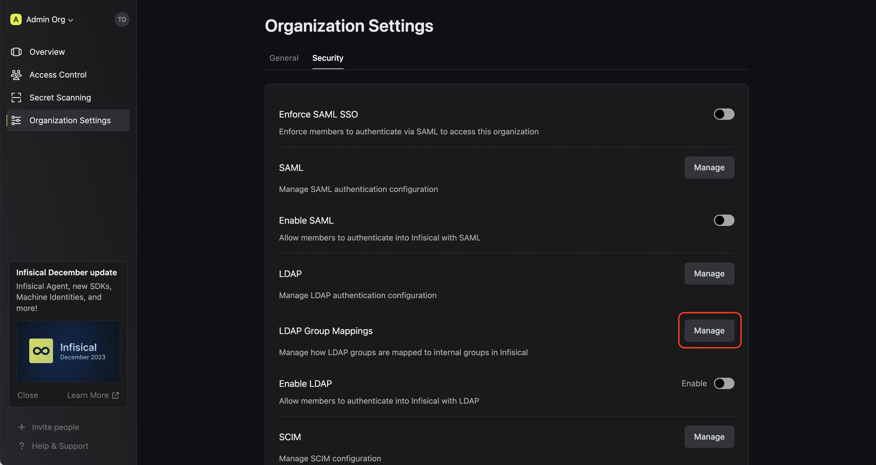 LDAP group mappings section