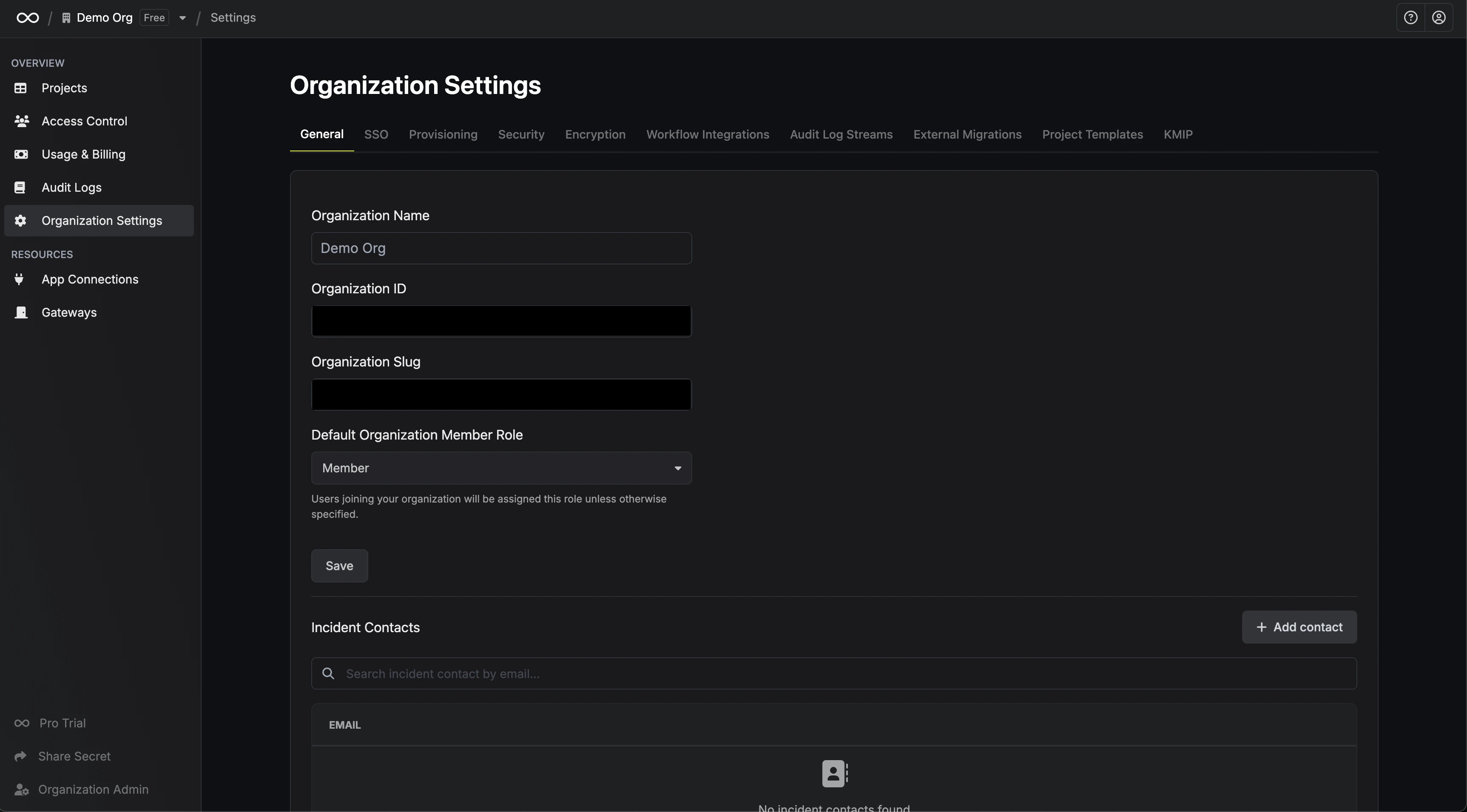 organization settings