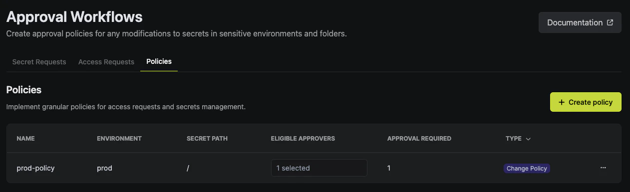 create secret update policy
