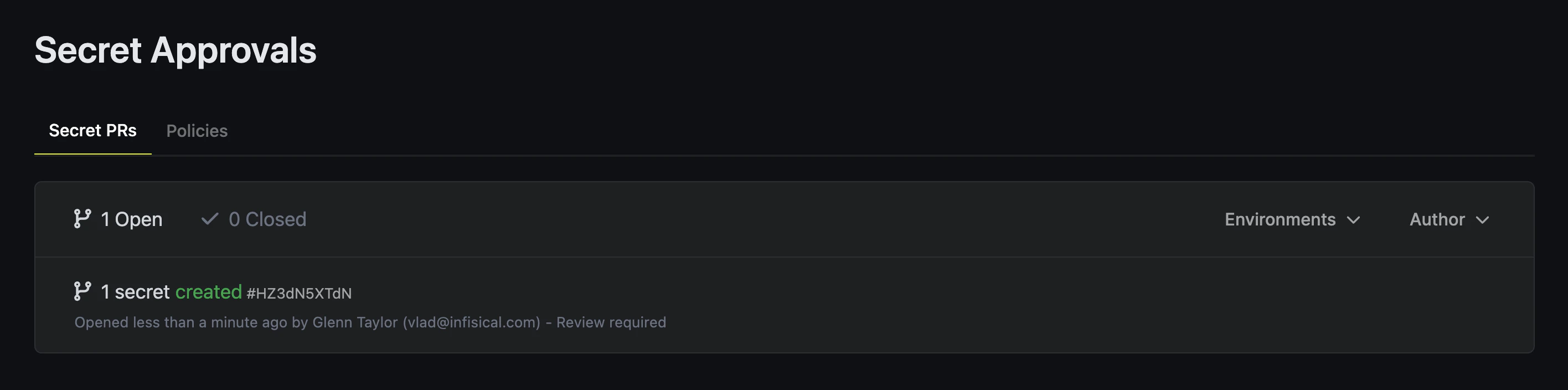 secret update change requests