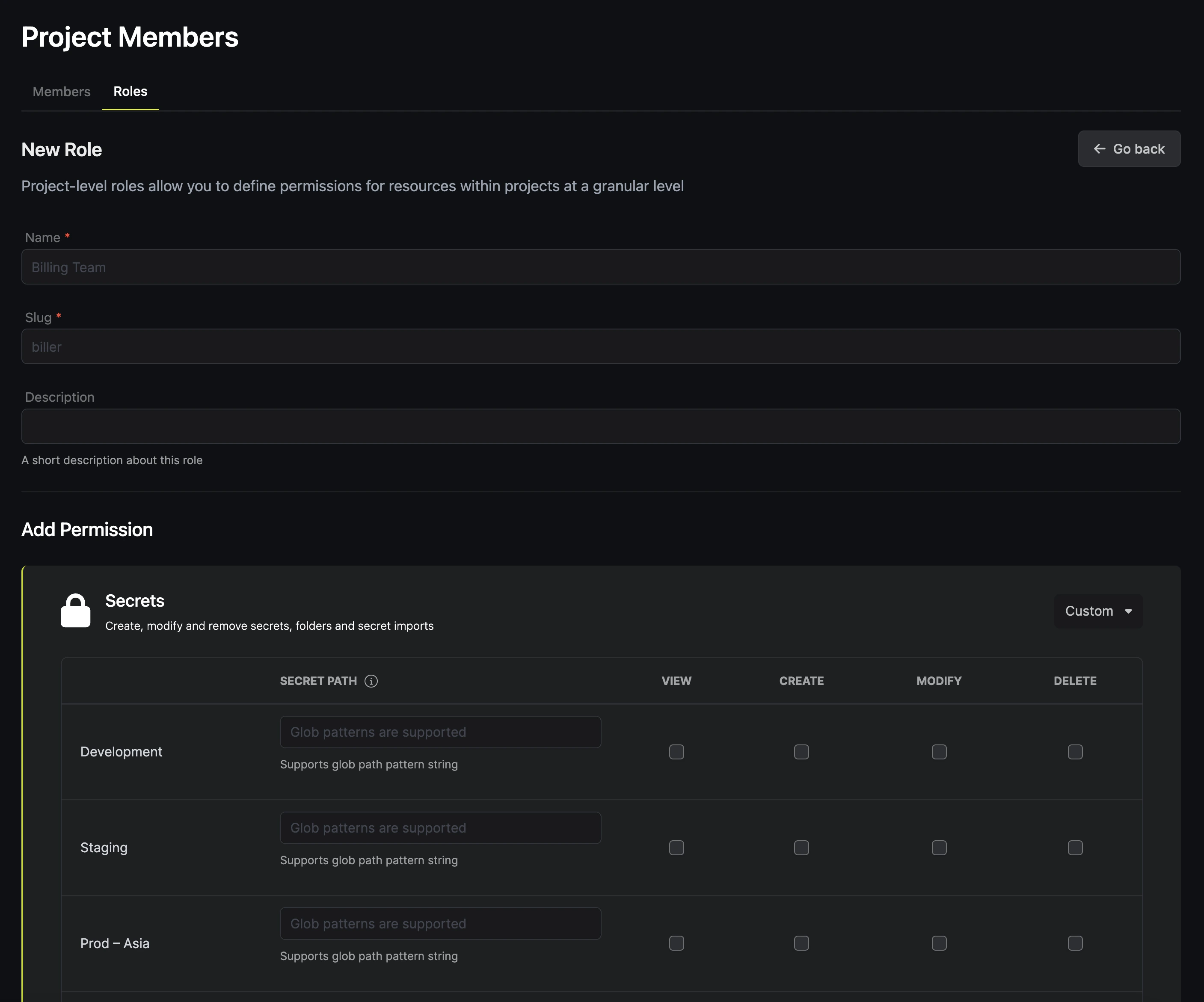 project member custom role