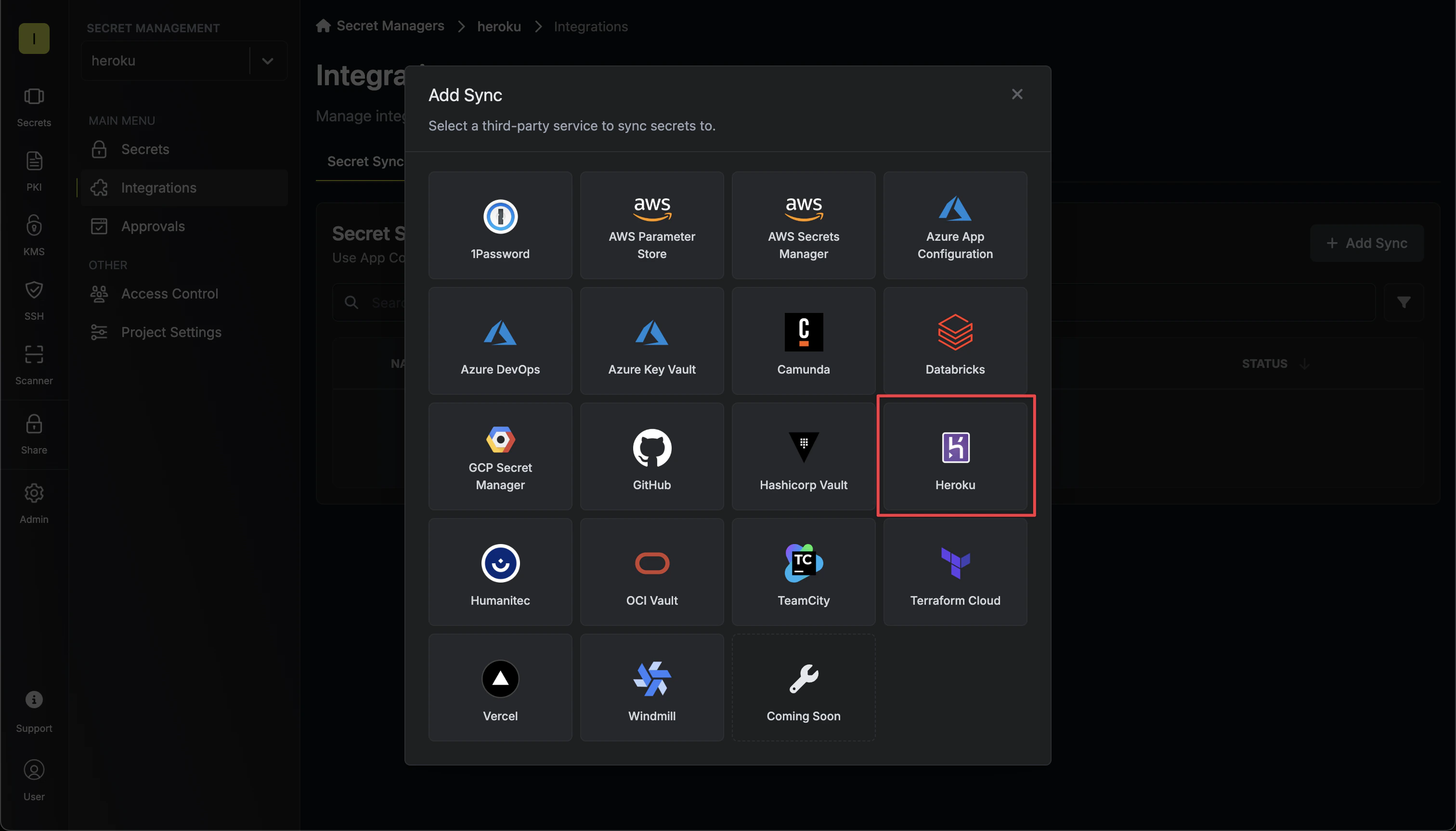 Select Heroku
