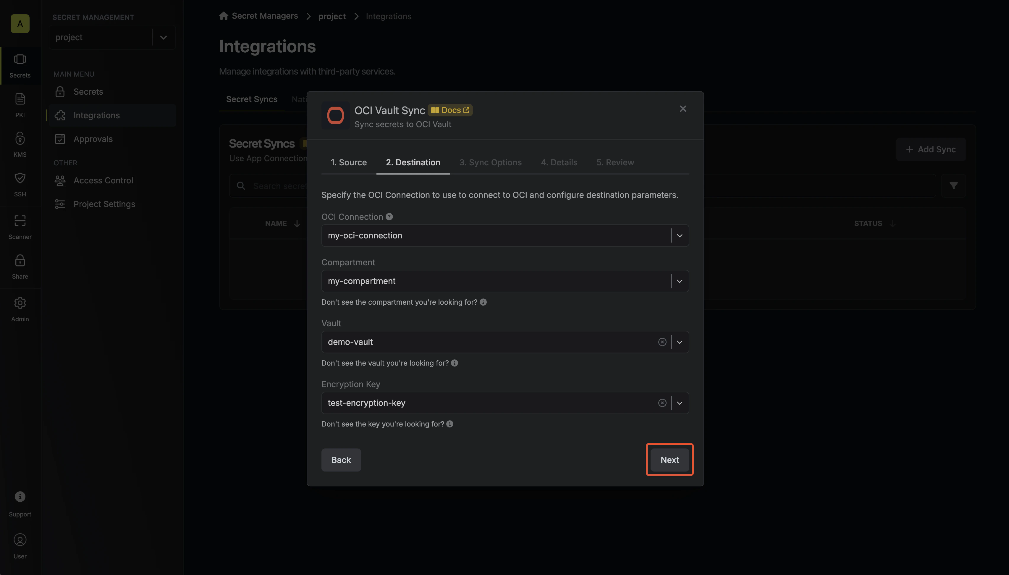 Configure Destination