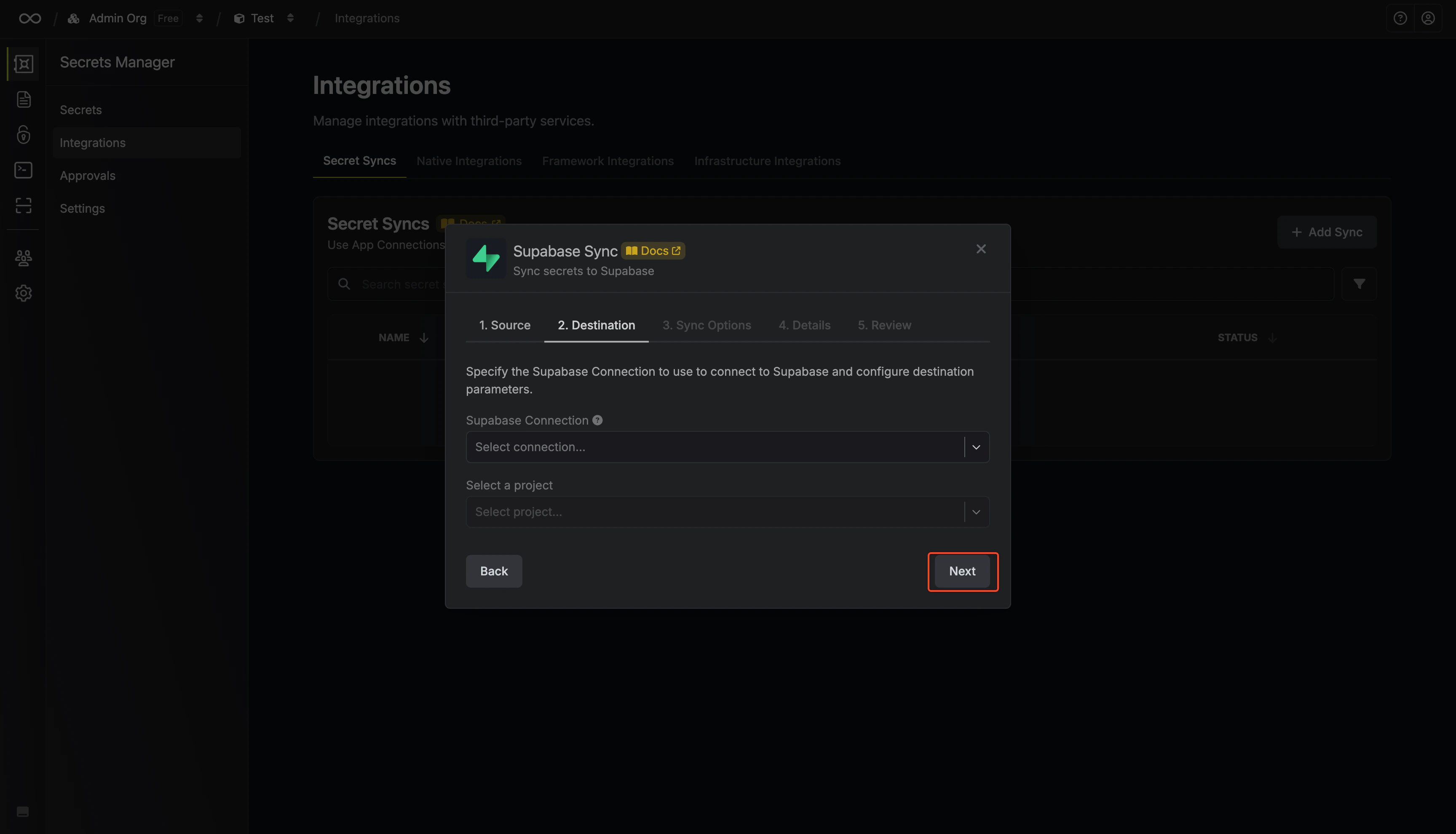 Configure Destination
