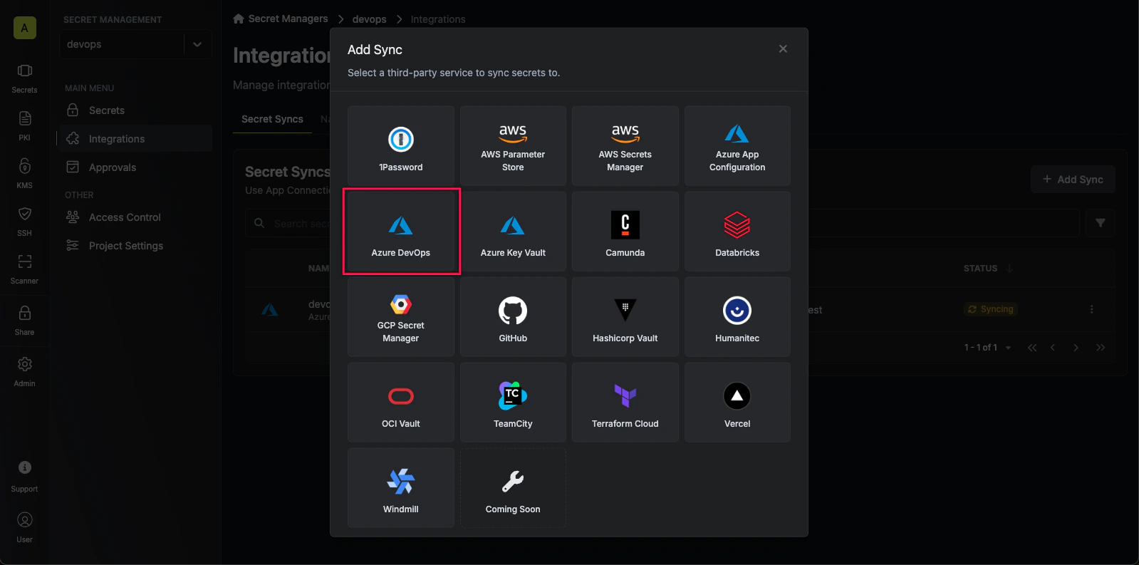 Select Azure DevOps