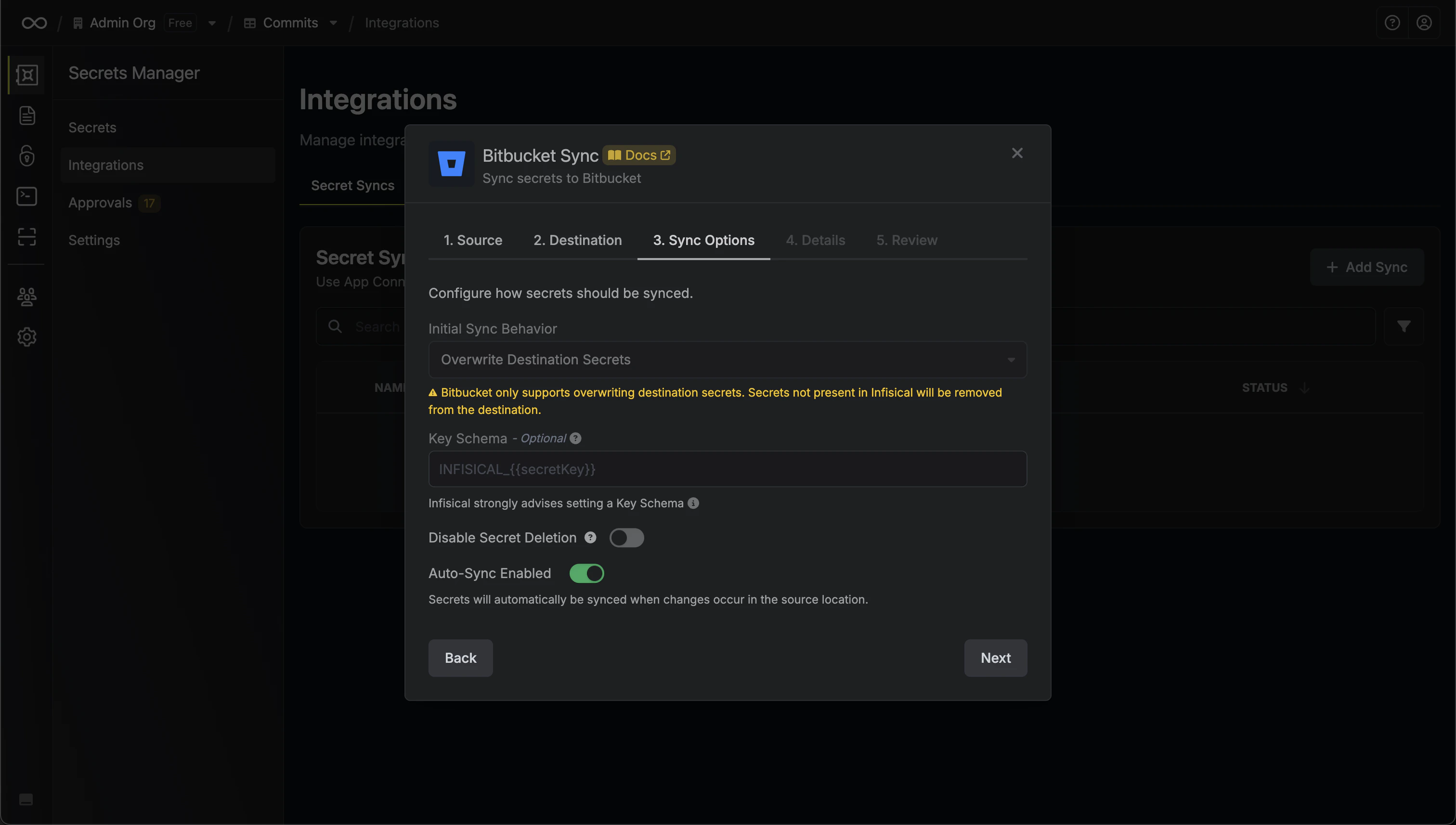 Configure Sync Options