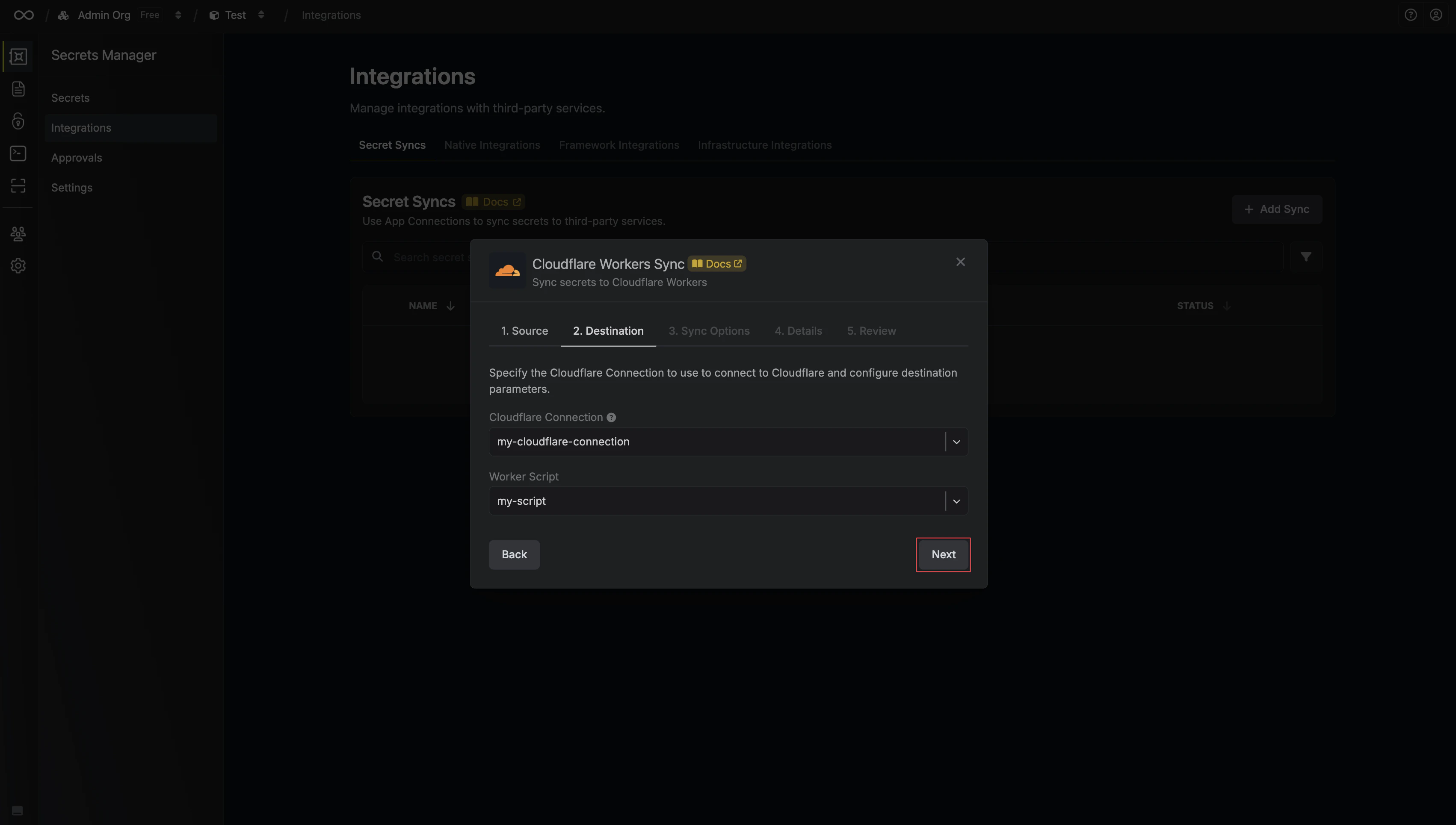 Configure Destination