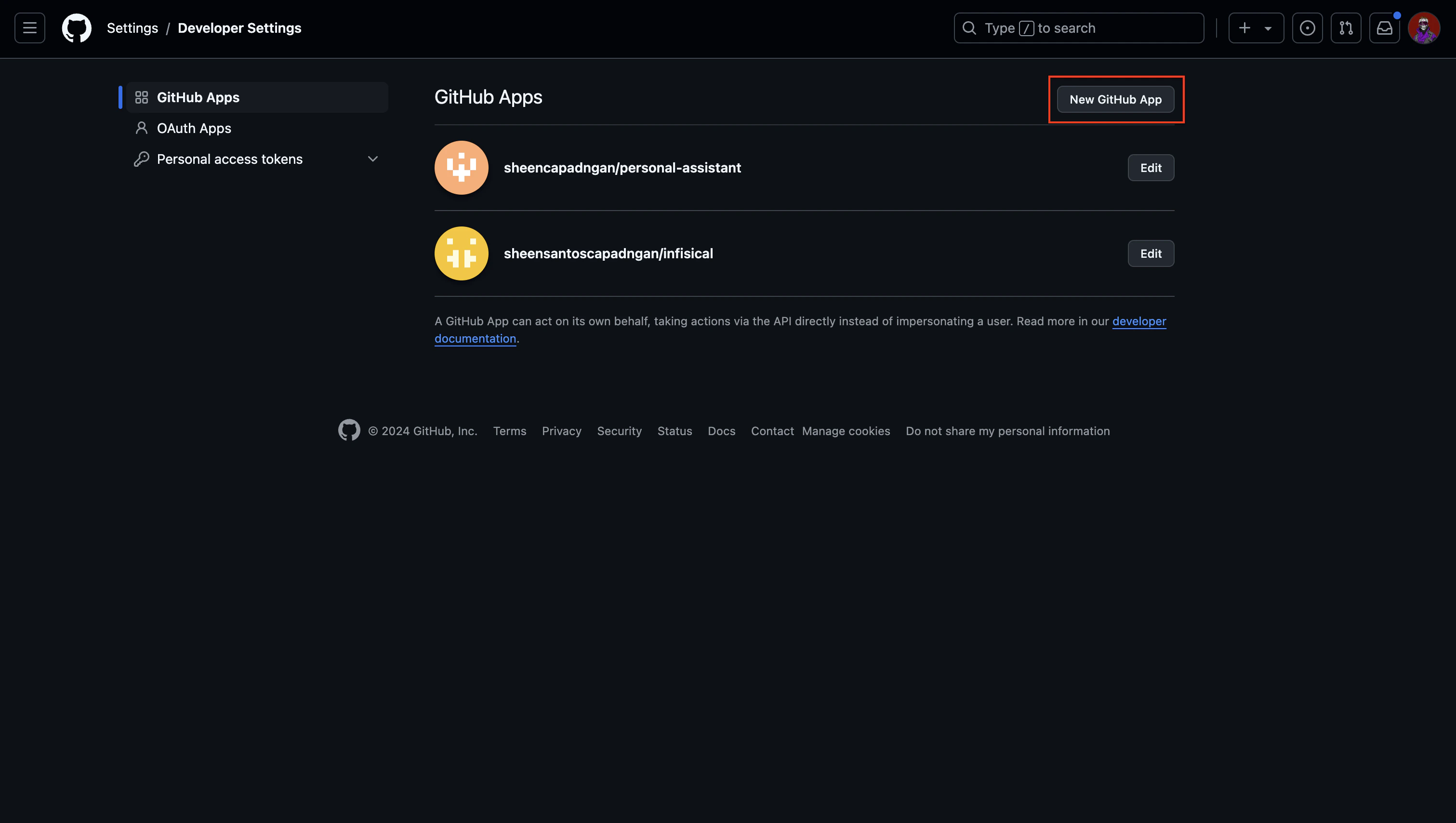 integrations github app create