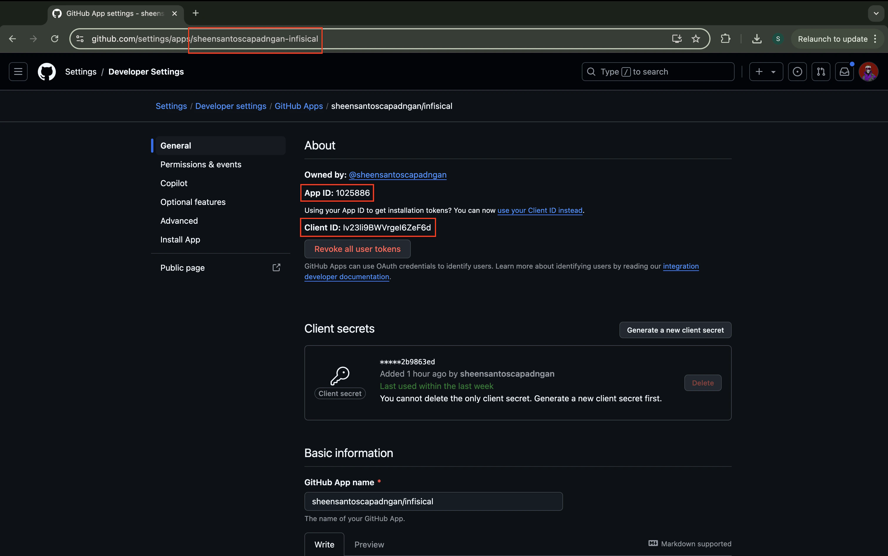 integrations github app credentials