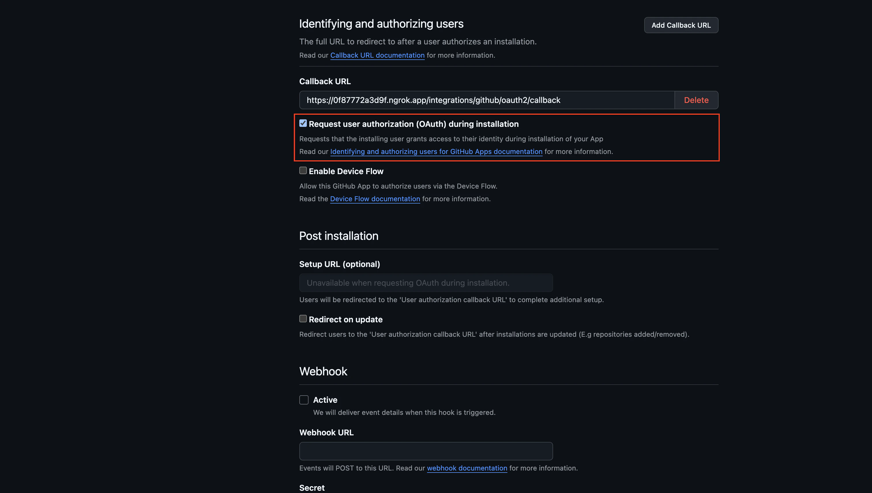 integrations github app enable auth