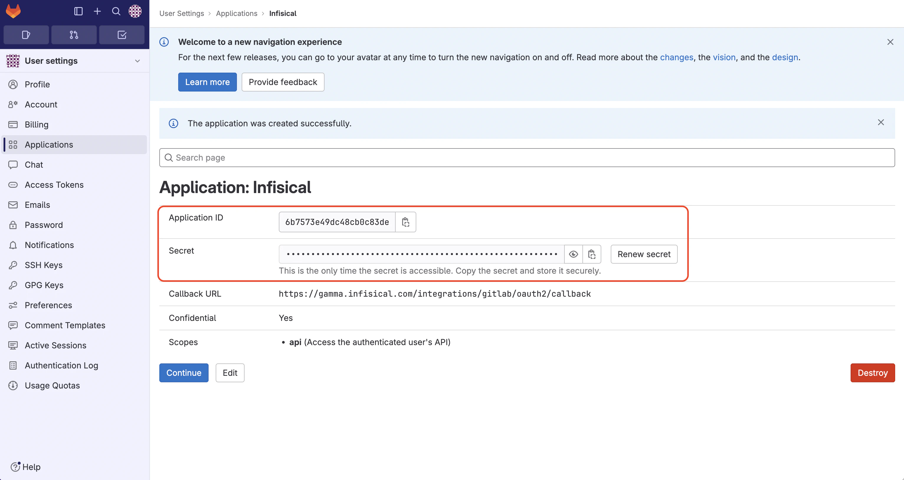 integrations gitlab config