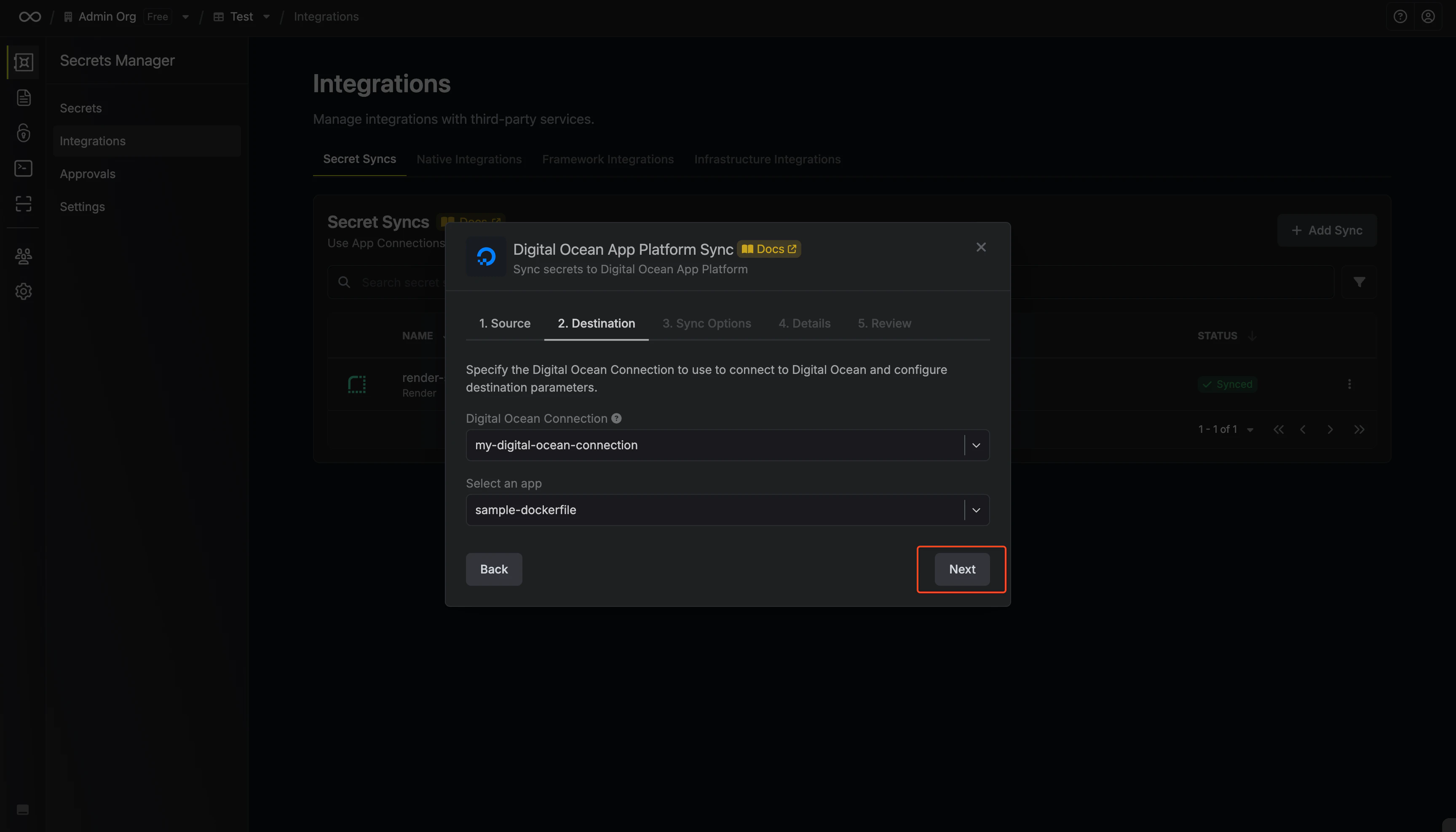 Configure Destination
