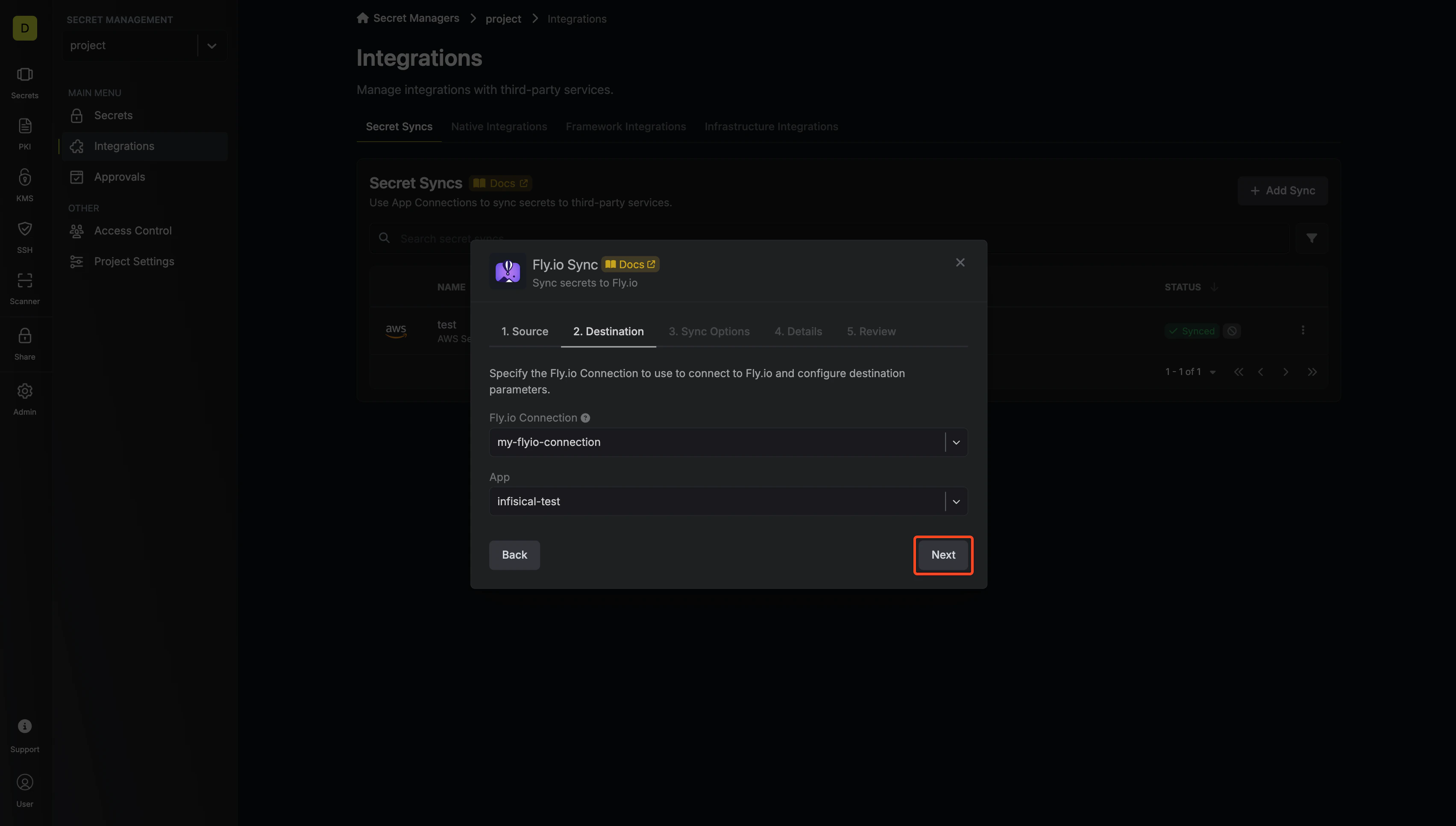 Configure Destination