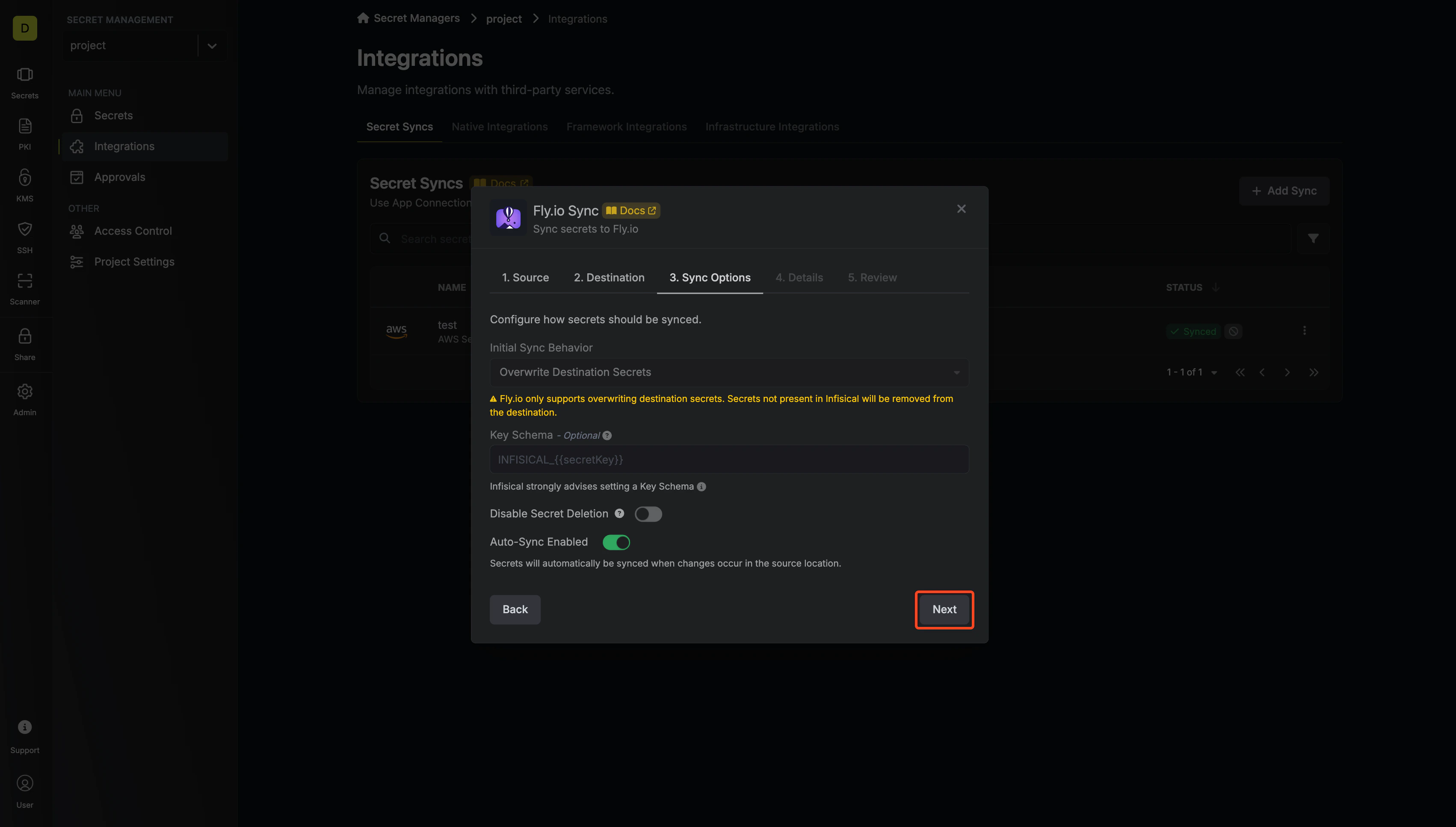 Configure Sync Options