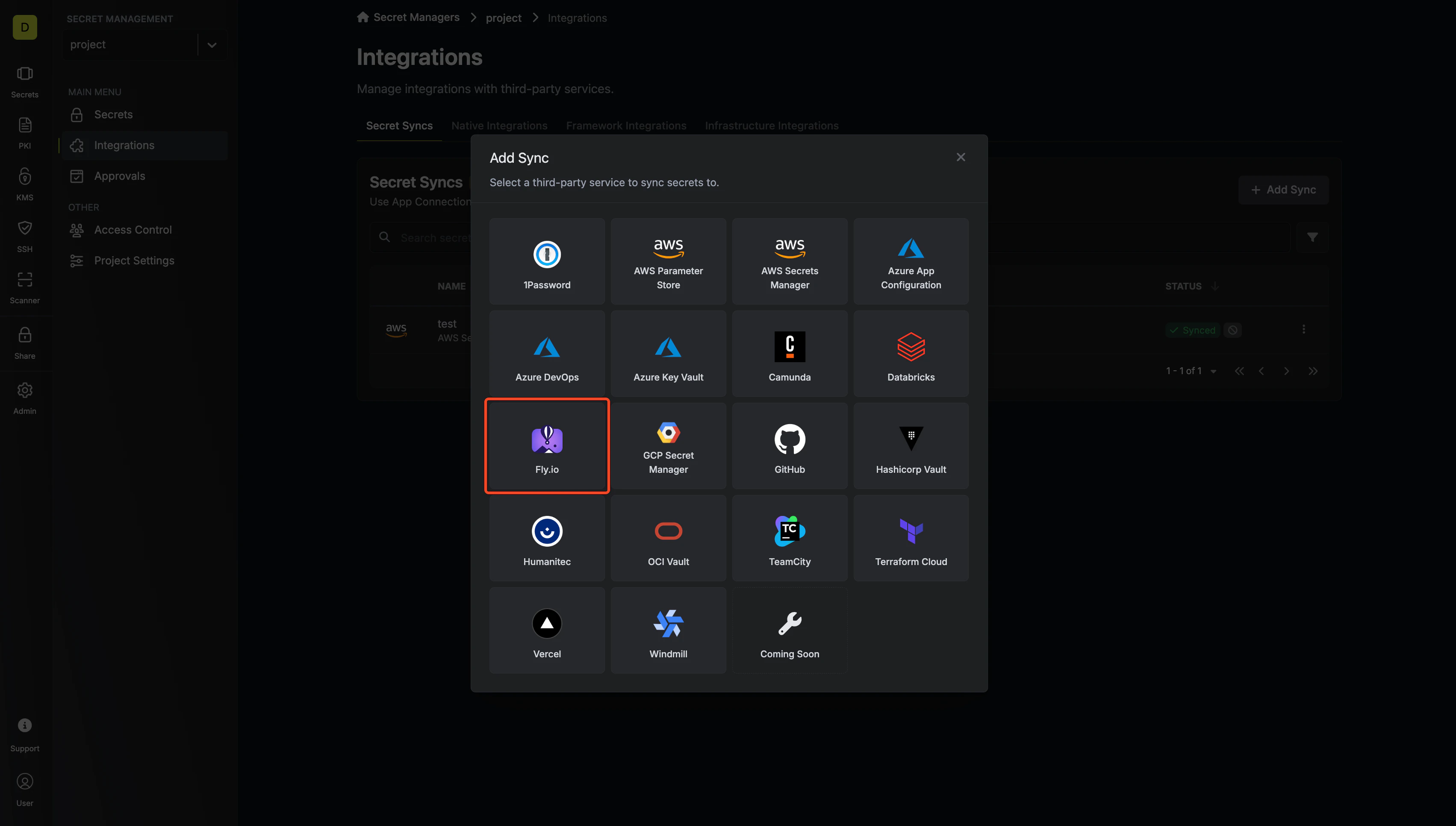 Select Fly.io