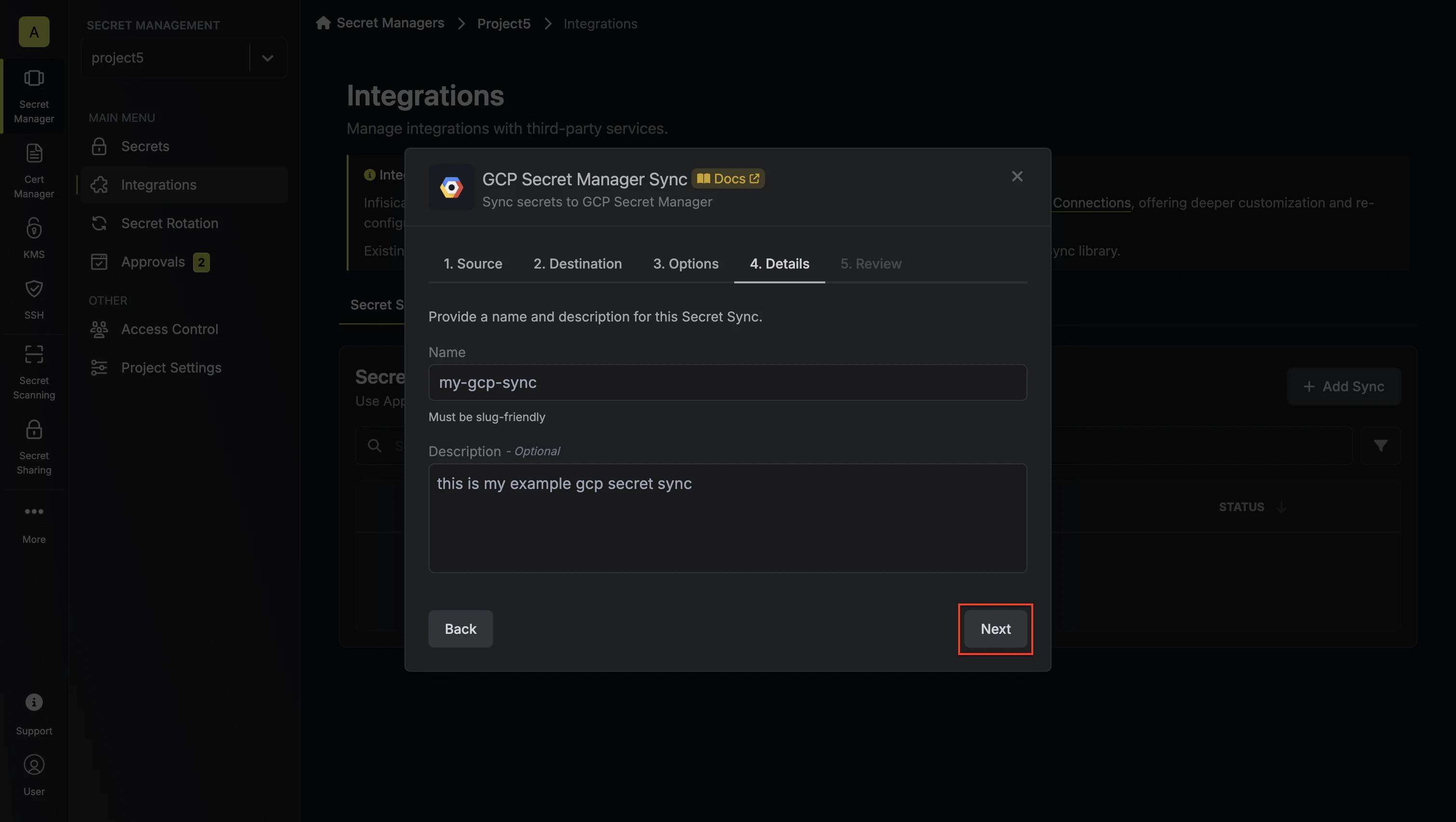 Configure Details