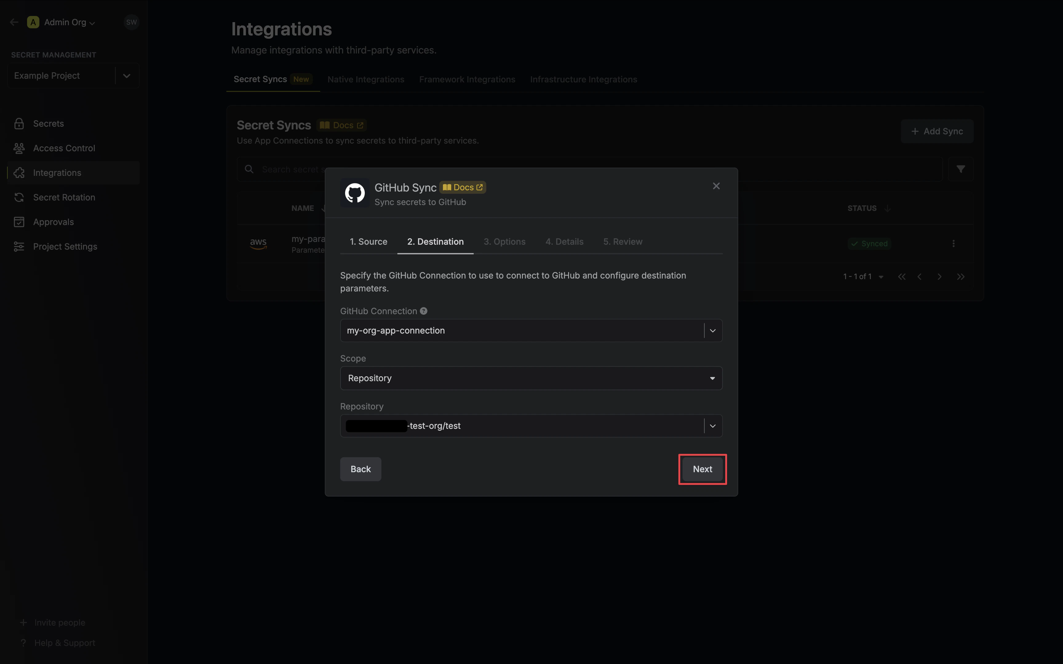 Configure Destination
