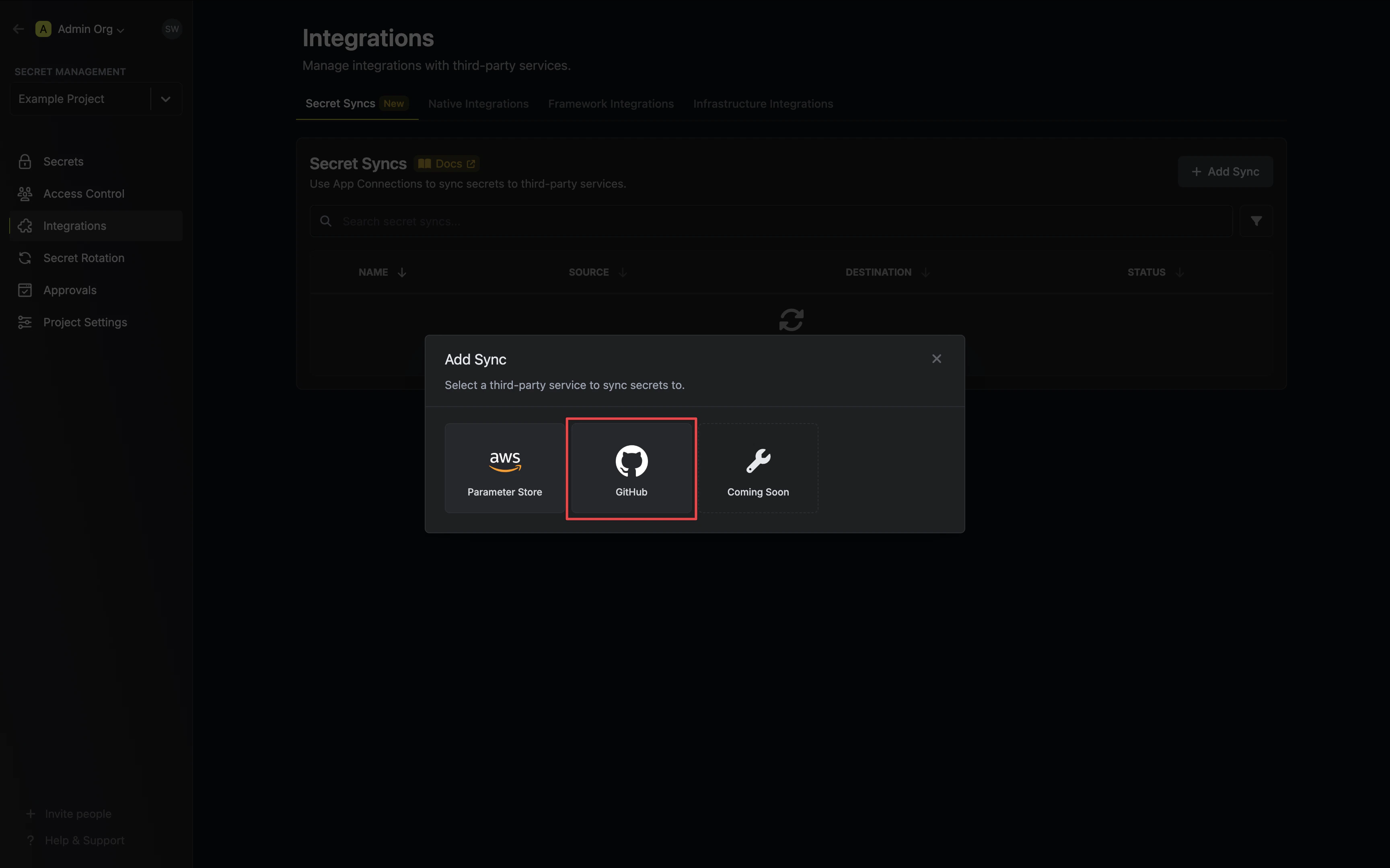 Select GitHub