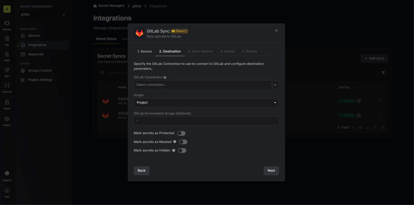 Configure Destination
