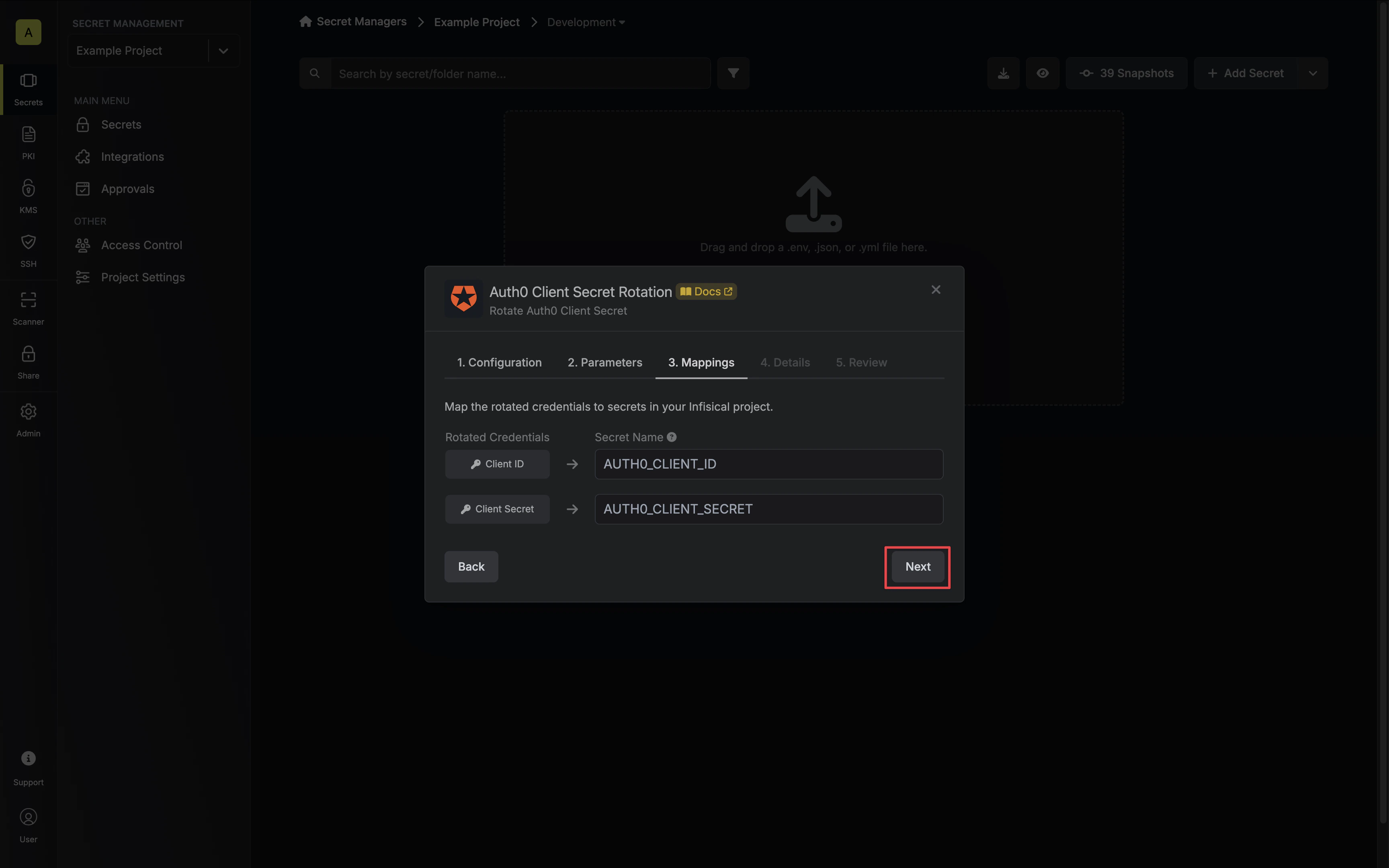 Rotation Secrets Mapping