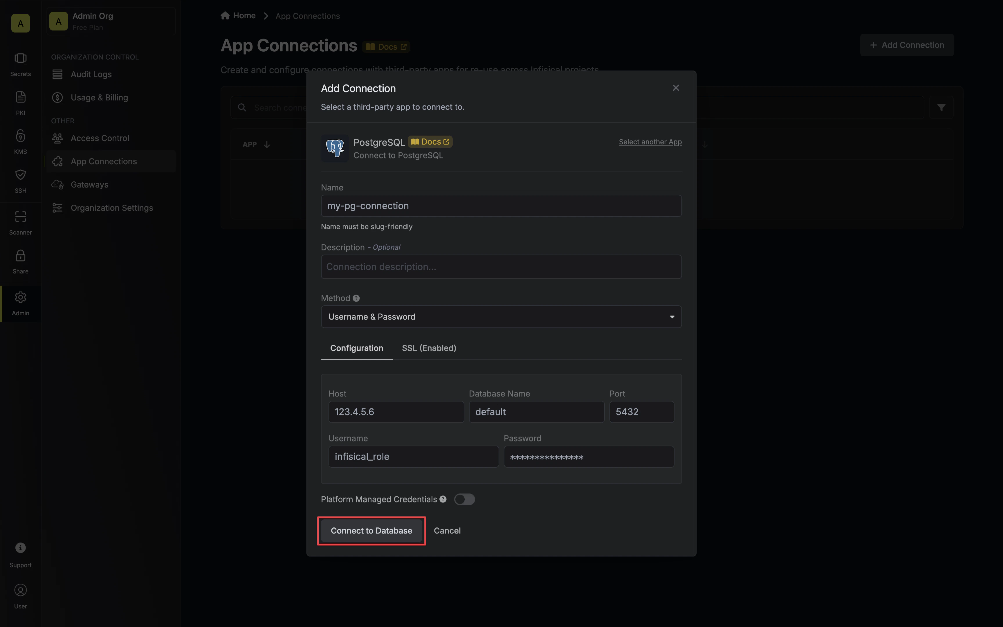 Create PostgreSQL Connection