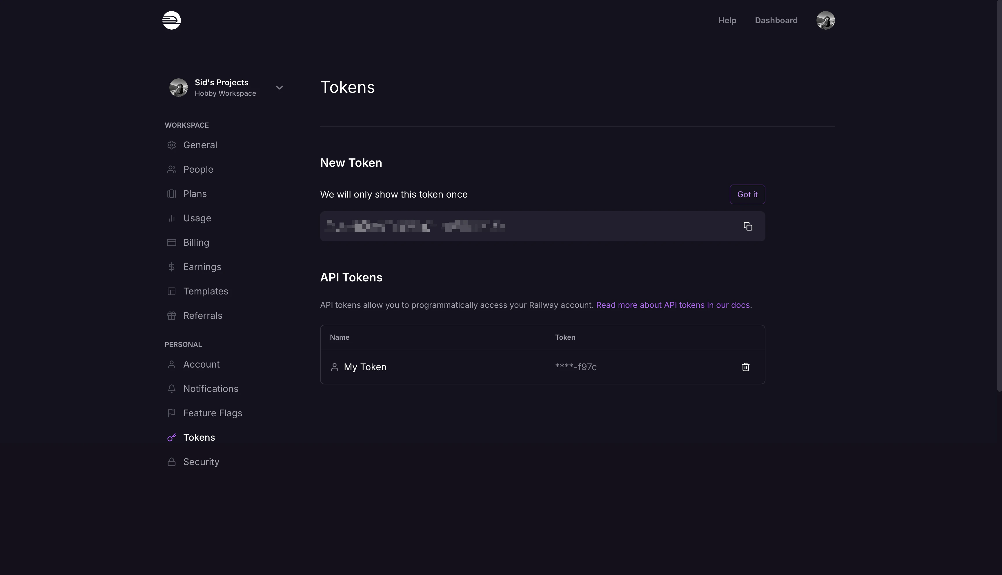 Copy Token Modal