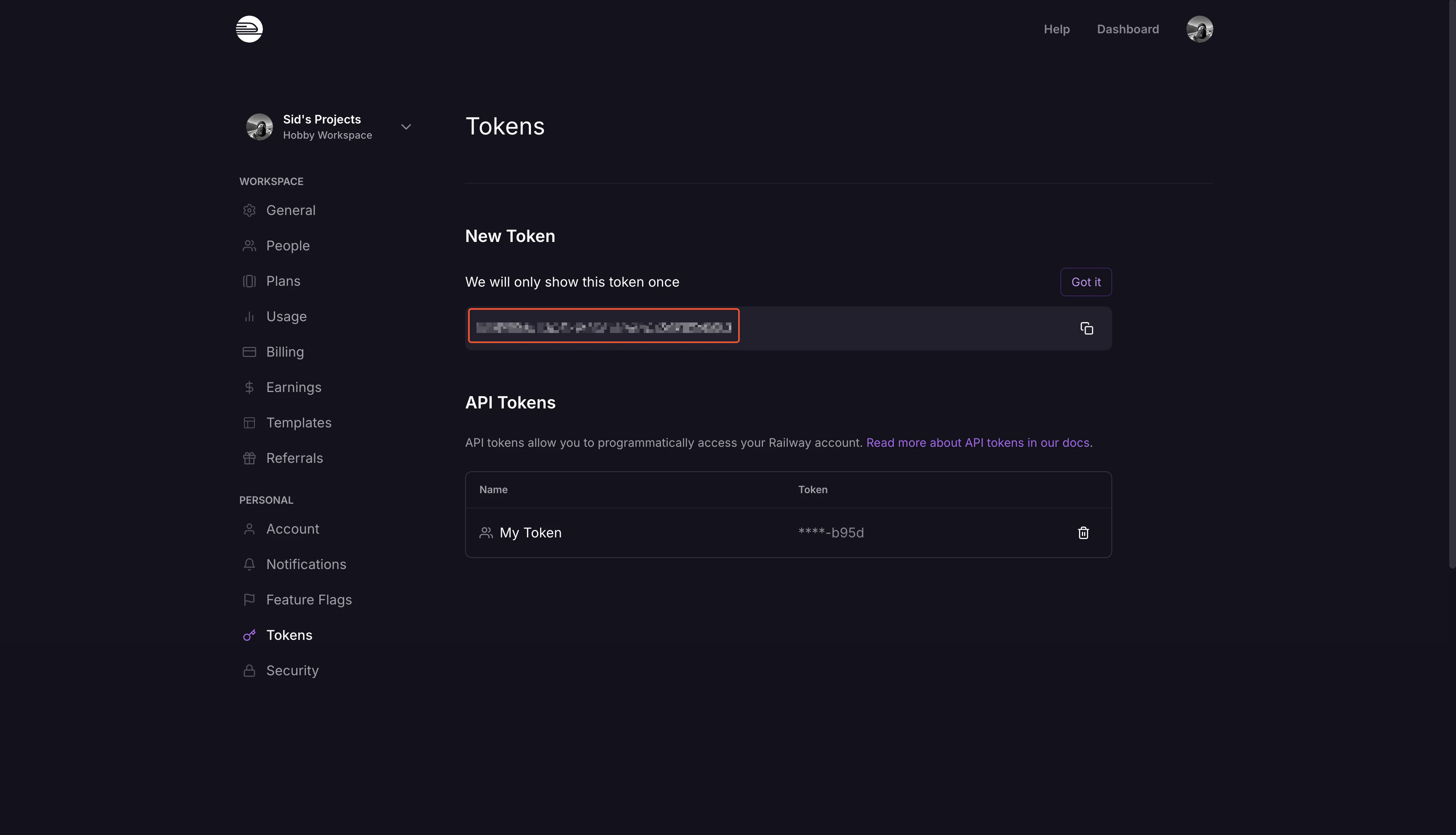 Copy Token Modal