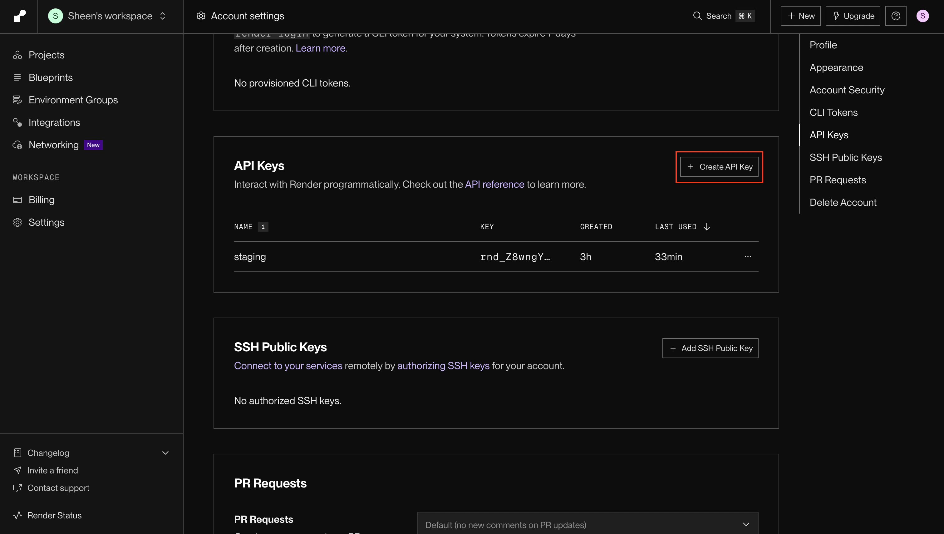 Create API
Key