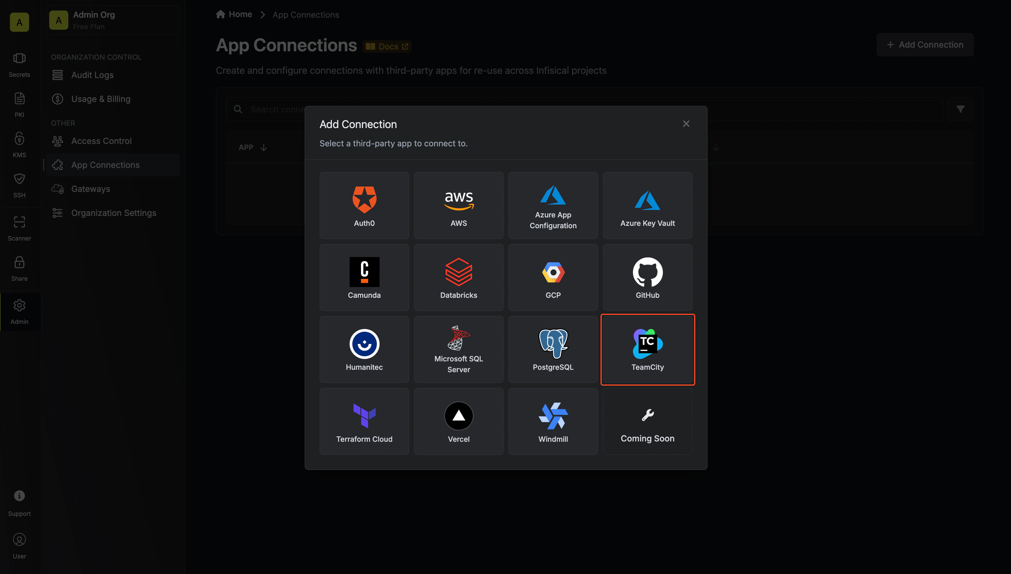 Select TeamCity Connection