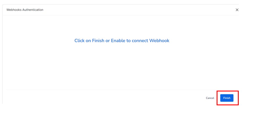 Authentication screen with Finish button in Goldcast