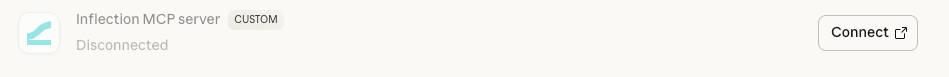 Inflection MCP server listed as Custom and Disconnected