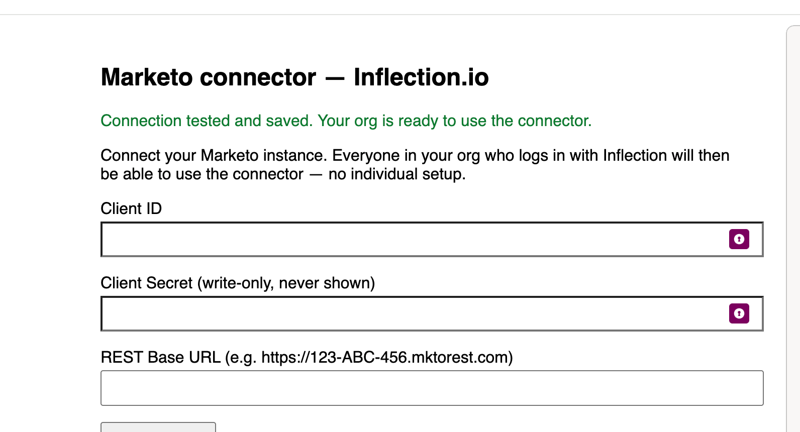 Marketo connection confirmed